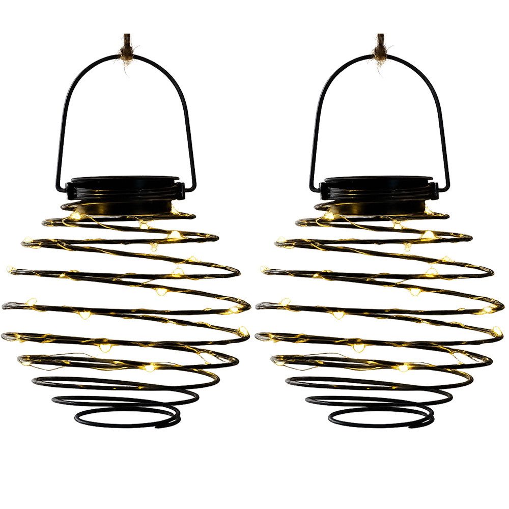 Expo Börse LED Solarleuchte, LED-Leuchtmittel fest verbaut, Warmweiß, LED Solarleuchte Bienennest Solarlampe Spirale anthrazit Außenleuchte