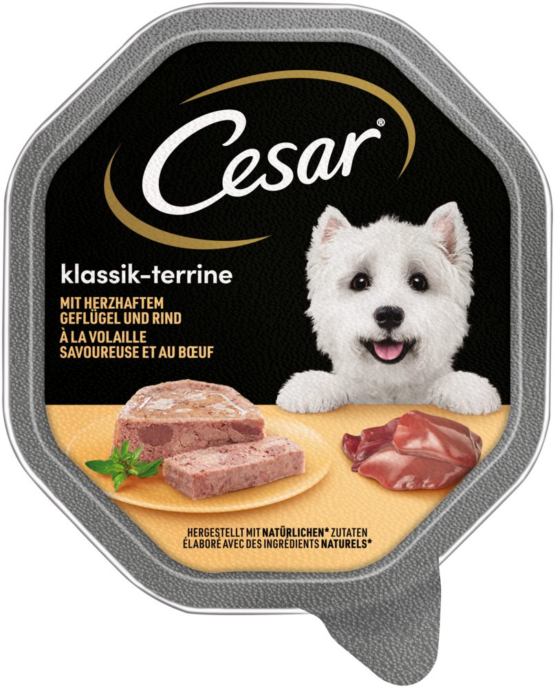 Cesar CESAR® Schale Klassiker mit Geflügel und Rind 150g, Nassfutter für: Hund