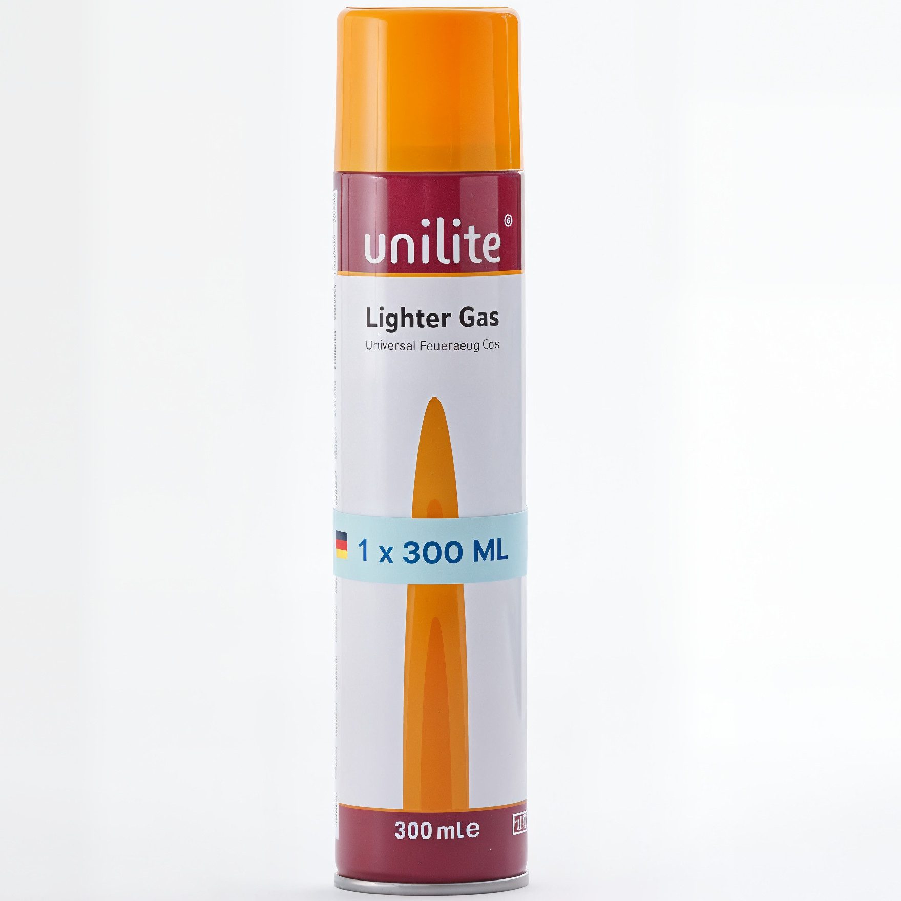 Unilite Gaskartusche Feuerzeuggas mit 6 Adaptern, Nachfüllgas für Feuerzeuge, 1 St., 1 x 300ml, Küchenbrenner, Flammbierer, Stabfeuerzeuge
