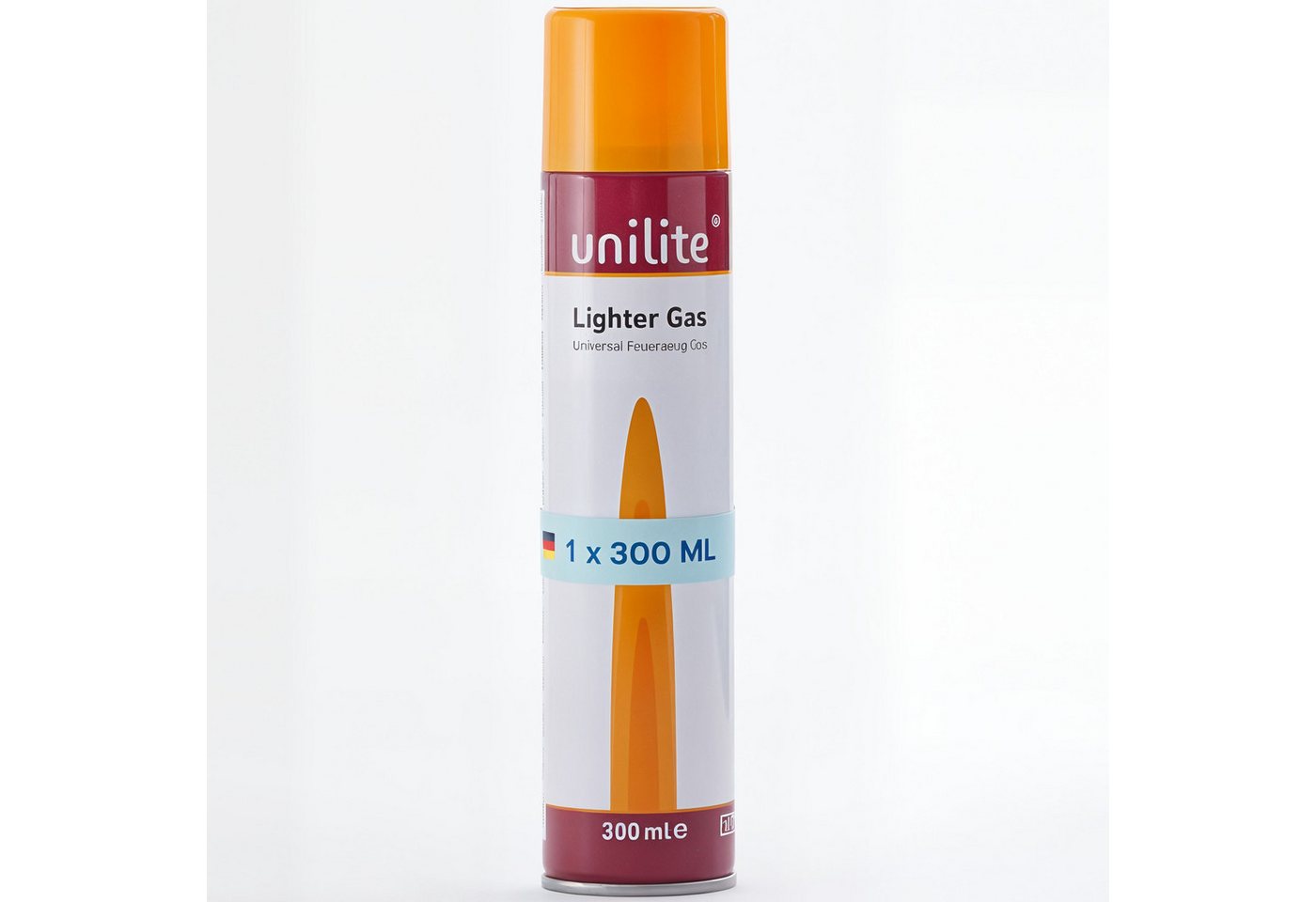 Unilite Gaskartusche Feuerzeuggas mit 6 Adaptern, Nachfüllgas für Feuerzeuge, 1 St., 1 x 300ml, Küchenbrenner, Flammbierer, Stabfeuerzeuge