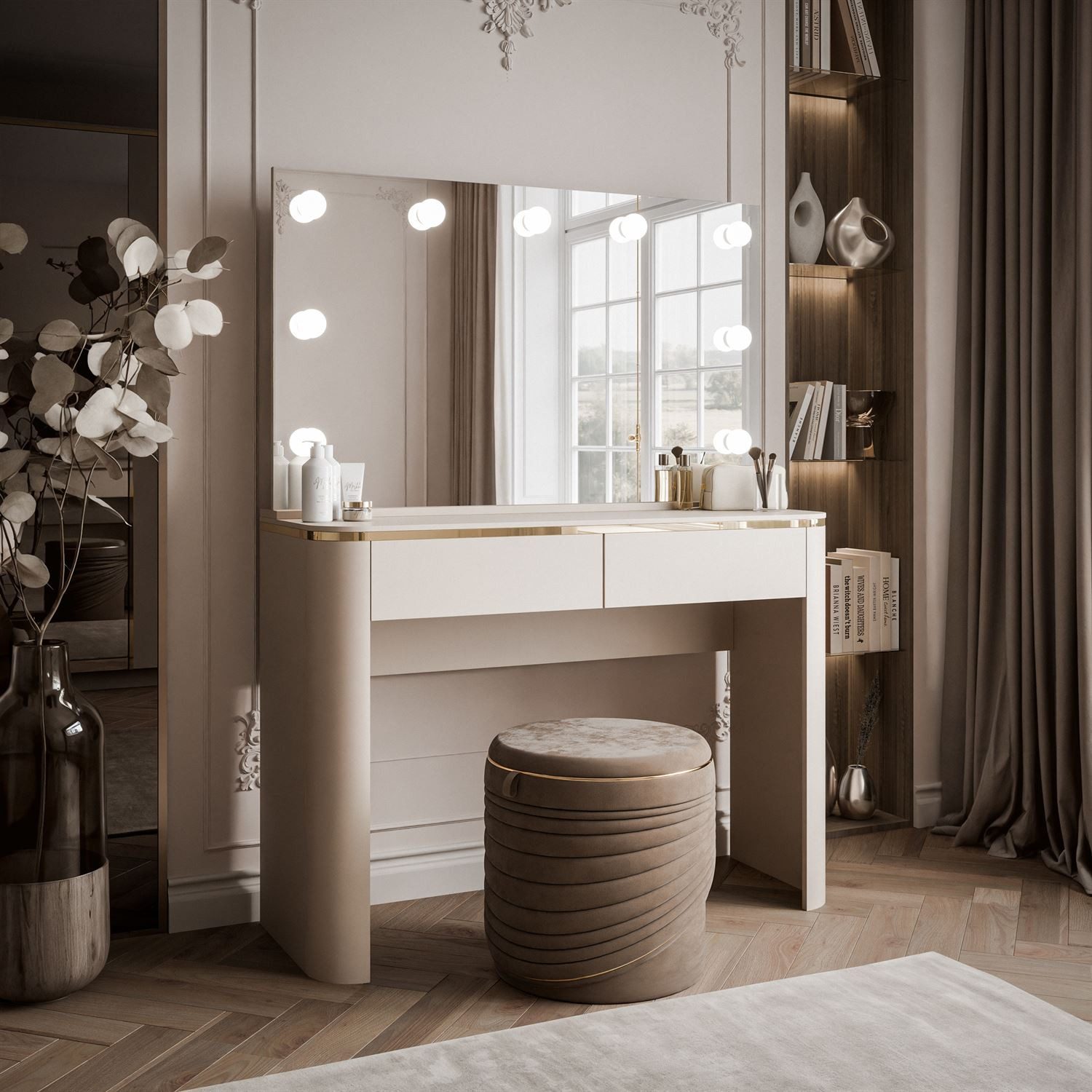 Lookway Schminktisch AVELINE ELITE mit Spiegel und LED-Beleuchtung