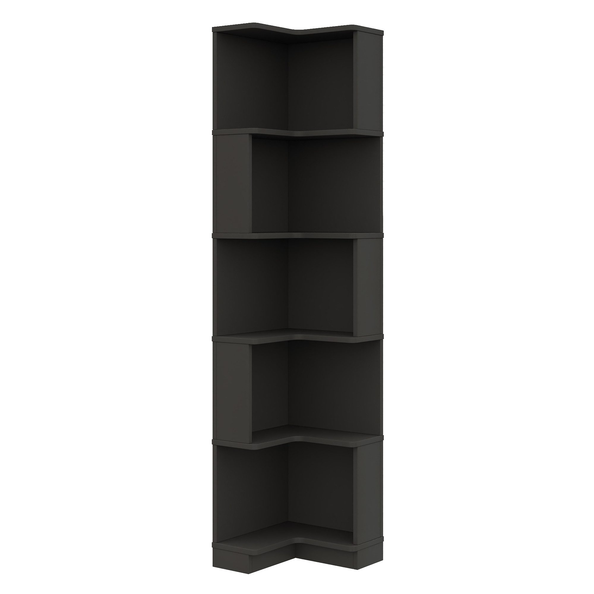 Flieks Bücherregal Standregal Eckregal mit LED-Beleuchtung und 6 Ebenen/5 Ebenen, B63,5/T45/H175 cm 1-tlg., Eckbücherregal mit 5 Fächer L-förmig Hochschrank Eckregal Schwarz