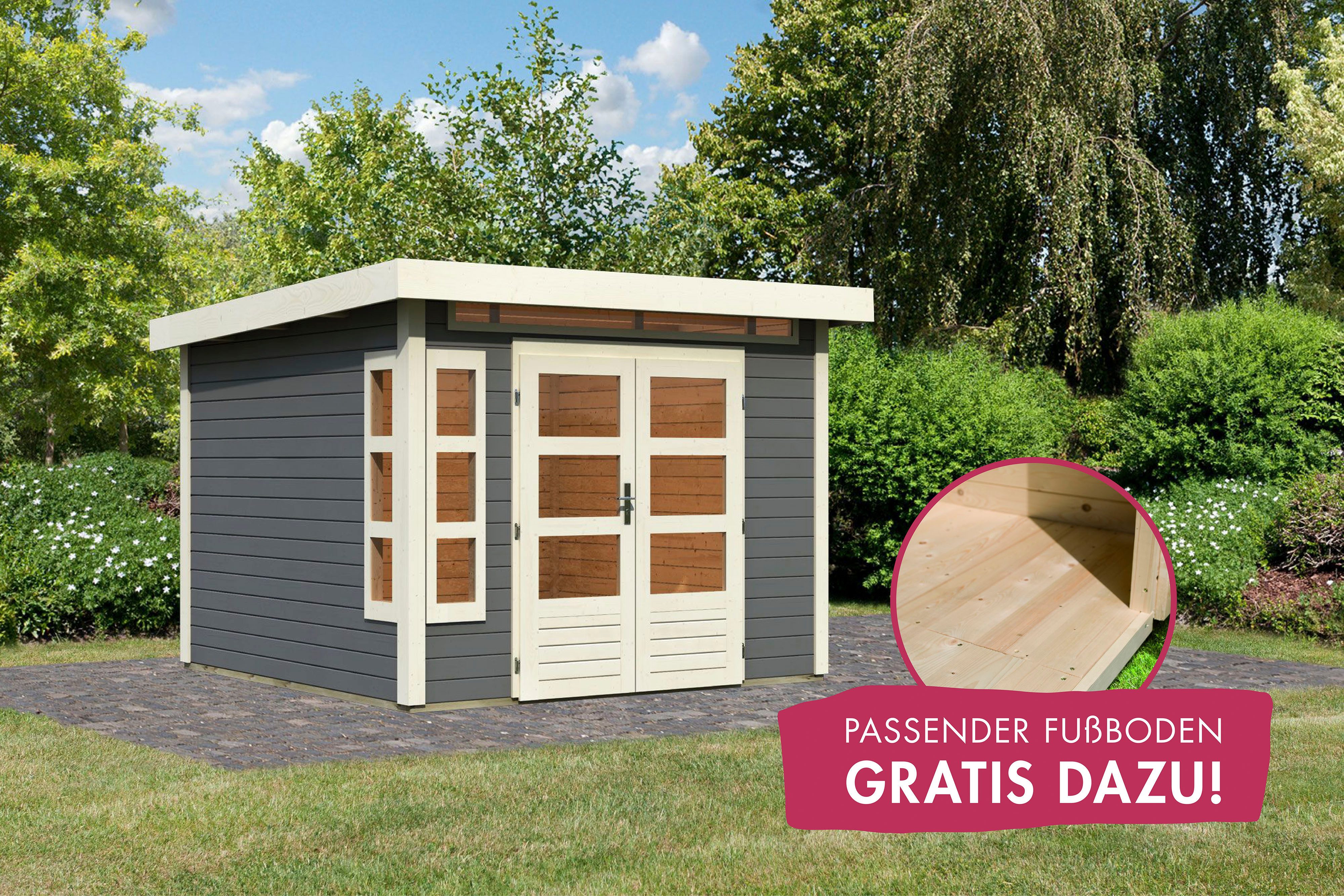 Karibu Gartenhaus Kolimasee 6, BxT: 305x303 cm, terragrau