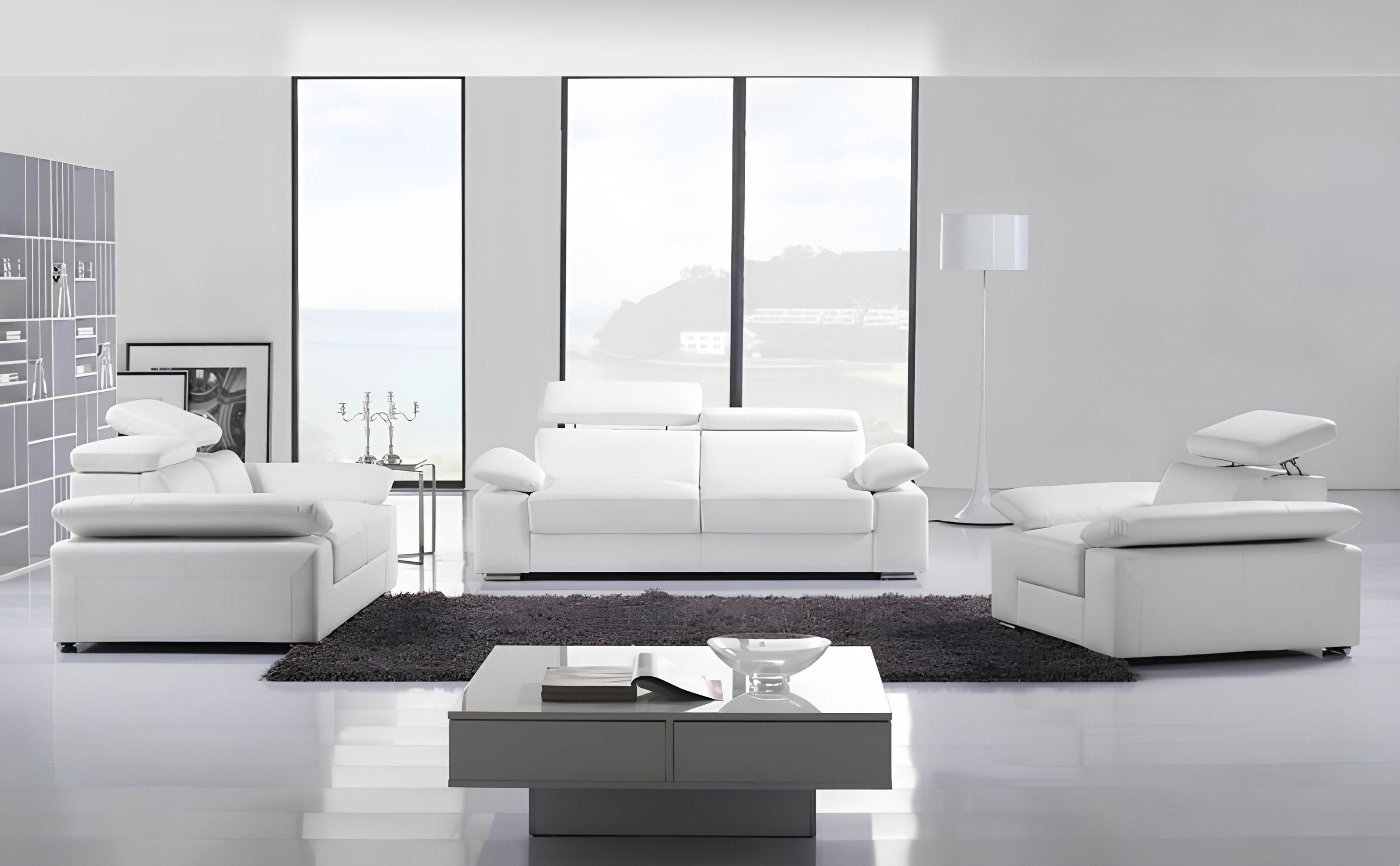 Xlmoebel Polstergarnitur Elegante Ledercouch mit hochwertiger Polsterung in modernem Design, (3-tlg., Sofagarnitur 3+1+1 Sitzer), Hergestellt in Europa