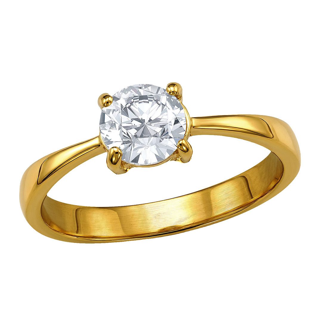 Order & Smile Schmuck Verlobungsring Ring Solitär: Verlobungsring Edelstahl gold