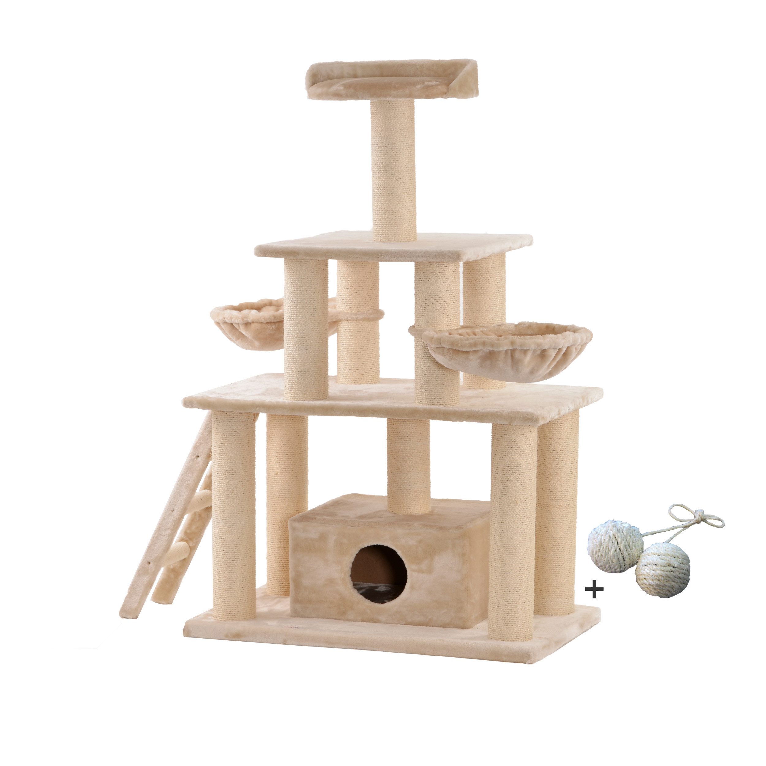 Rohrschneider Kratzbaum Katzenbaum Ginni XXL Katzen-Kratzbaum - massiver Kletterbaum, mit gratis Spielballset