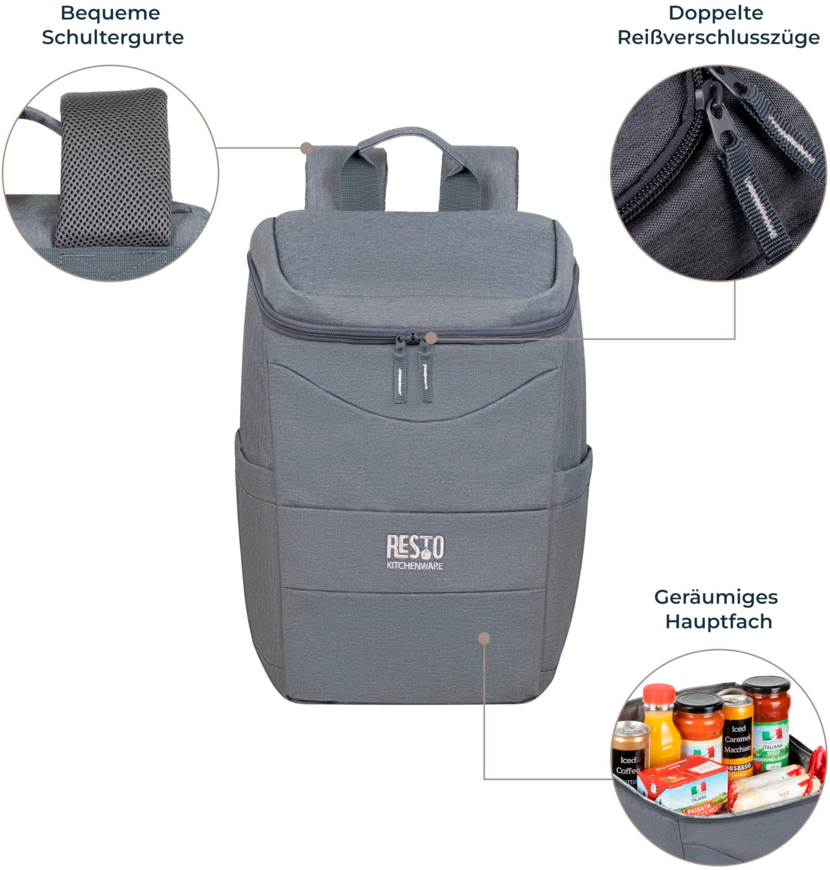 RESTO Kitchenware Kühltasche Felis Kühlrucksack isoliert, Picknicktasche Lunchtasche Thermorucksack, 20 l, Hellgrau, leicht und wasserdicht – Bild 4 von 5