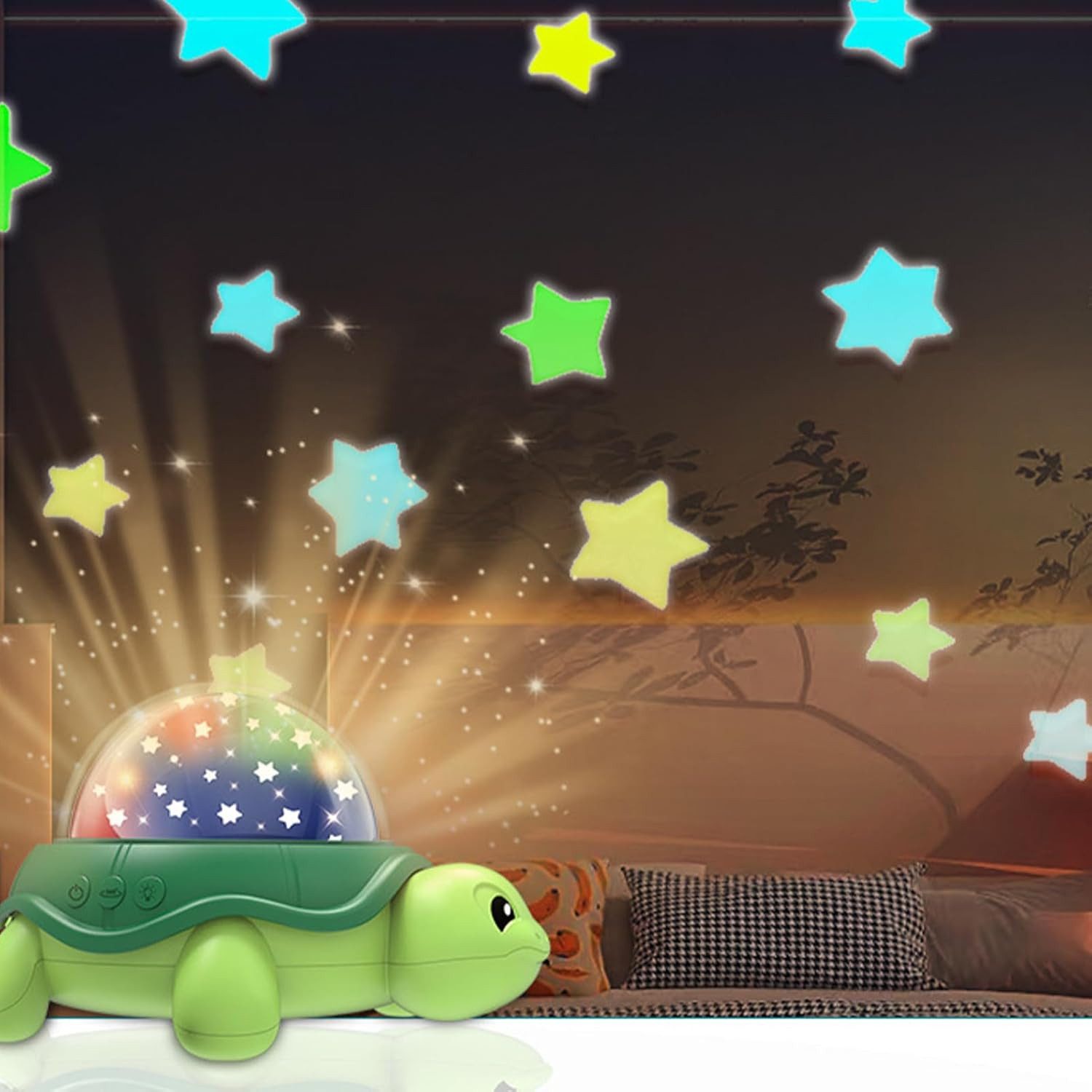 QUBEBU LED Nachtlicht Schildkröte LED Sternenhimmel Projektor Ozean Meereswelt Nachtlicht, Kinder Geschenke, LED fest integriert, Beruhigendes Nachtlicht Sterne – Bild 4 von 5