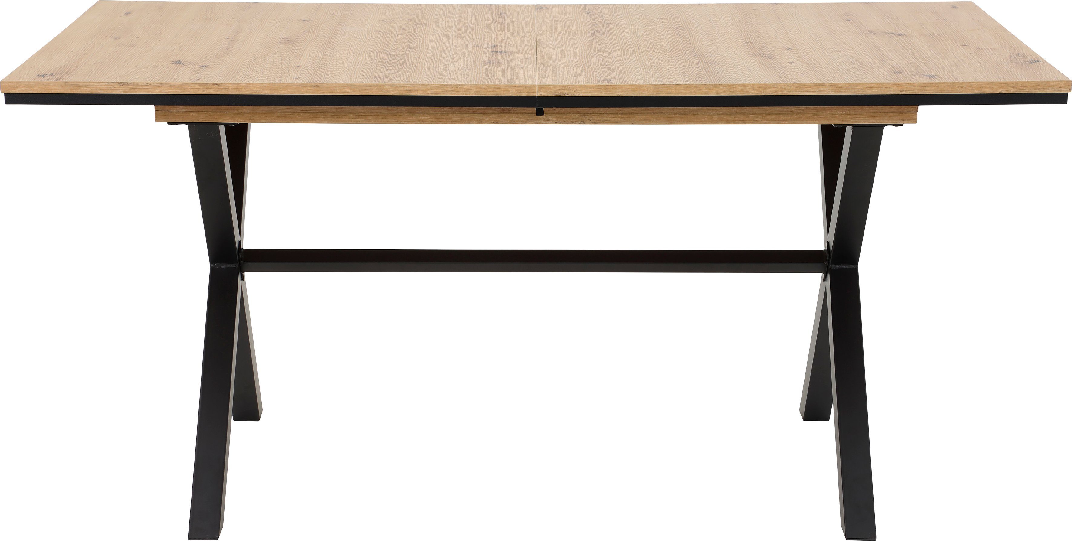 HELA Esstisch, ausziehbar 160-200 cm, Tischplatte mit farblich abgesetzter  Aufdoppelung