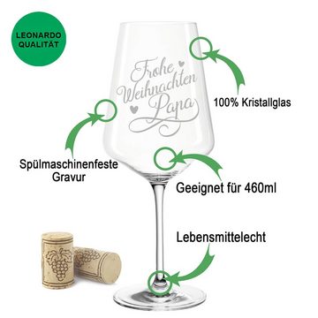 GRAVURZEILE Rotweinglas Leonardo Puccini Weinglas mit Gravur - Frohe Weihnachten Papa, Glas, graviertes Geschenk für Papa zu Weihnachten