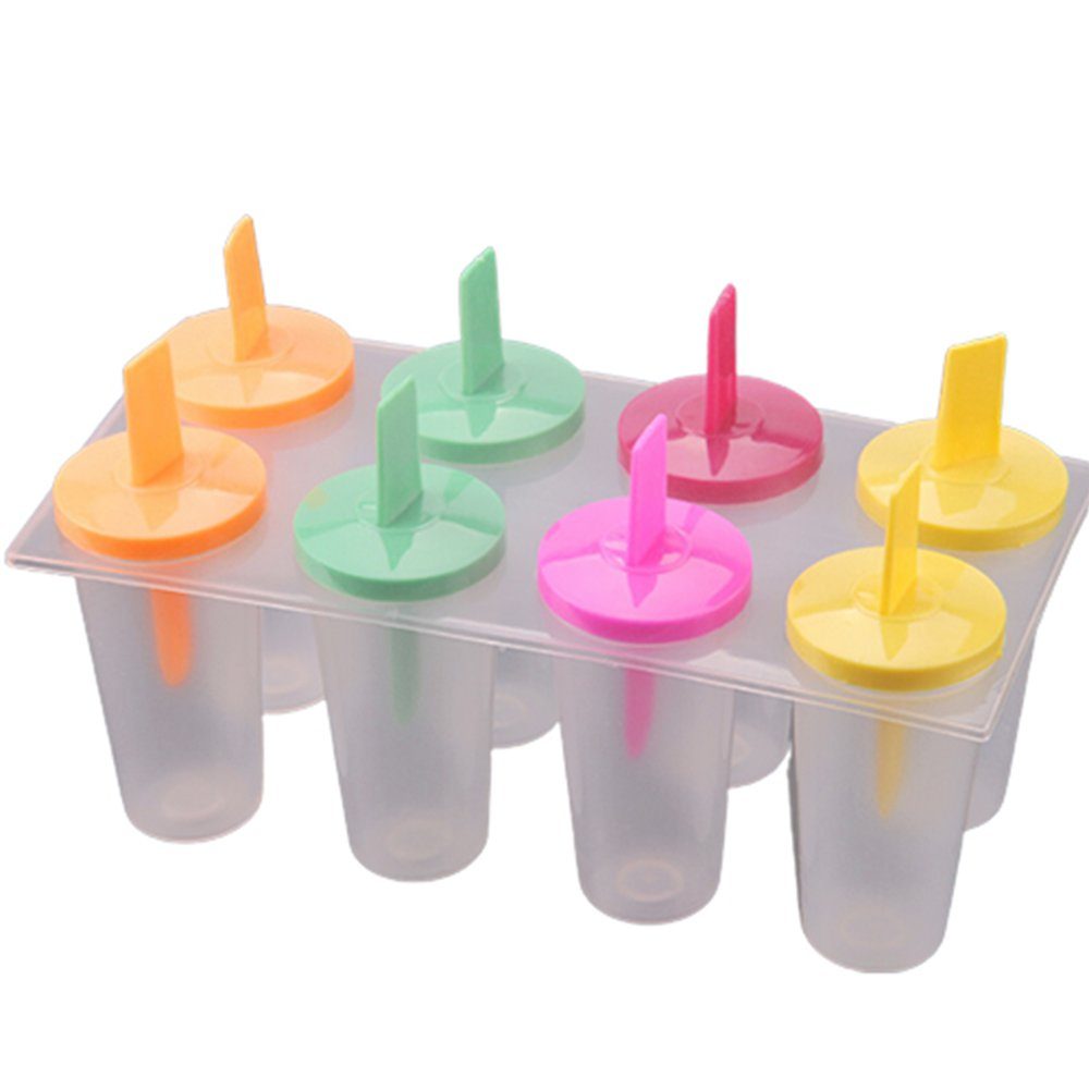 Rutaqian Eisform 8 Stück Einteilige Zylindrische Eisform Eislutscher DIY-Werkzeuge, (8-tlg), Pop-Form, gefrorenes Eis am Stiel, Joghurt-Formwerkzeug