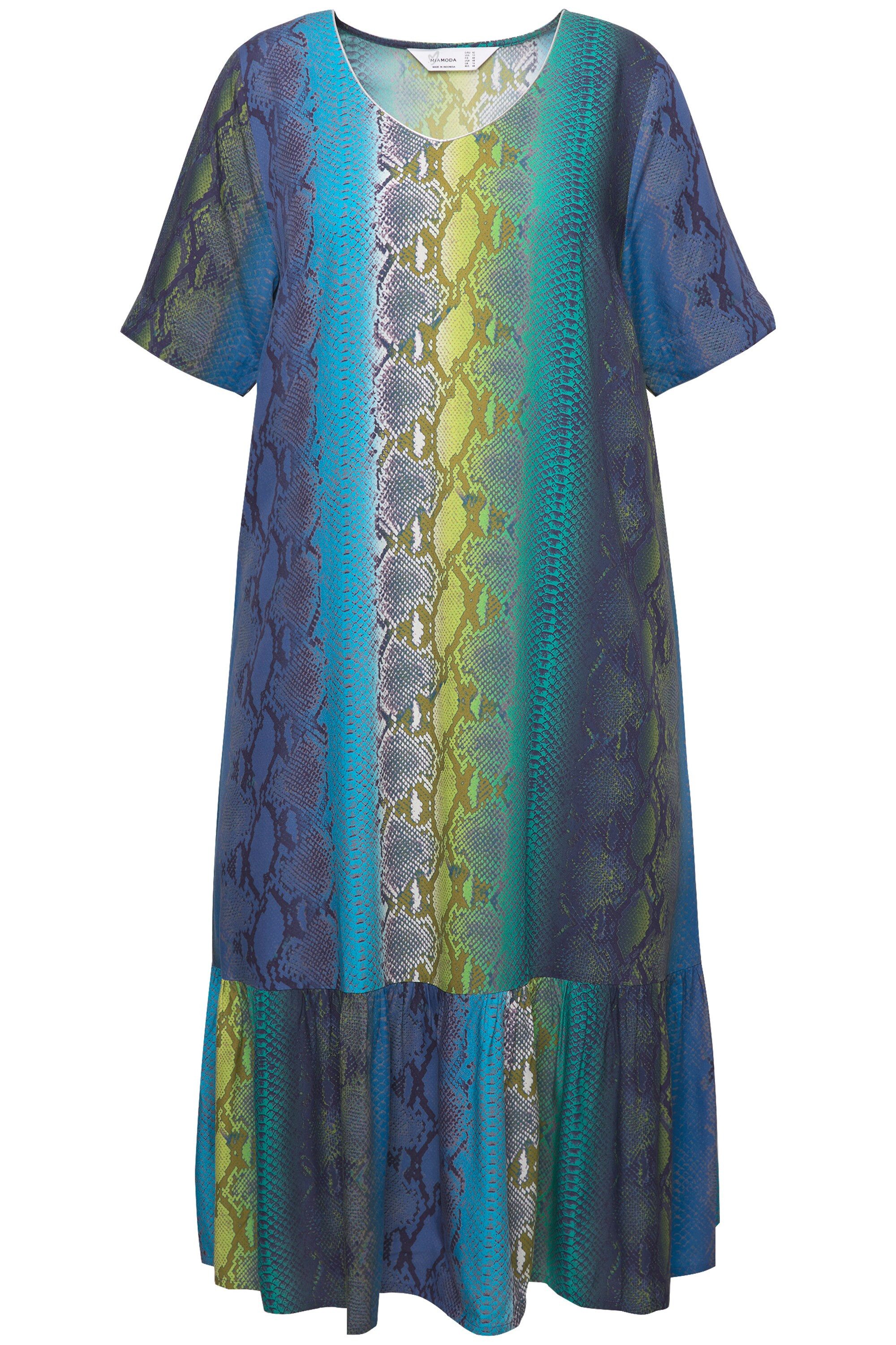 MIAMODA Jerseykleid Midikleid A-Line Schlangen-Muster Halbarm günstig online kaufen