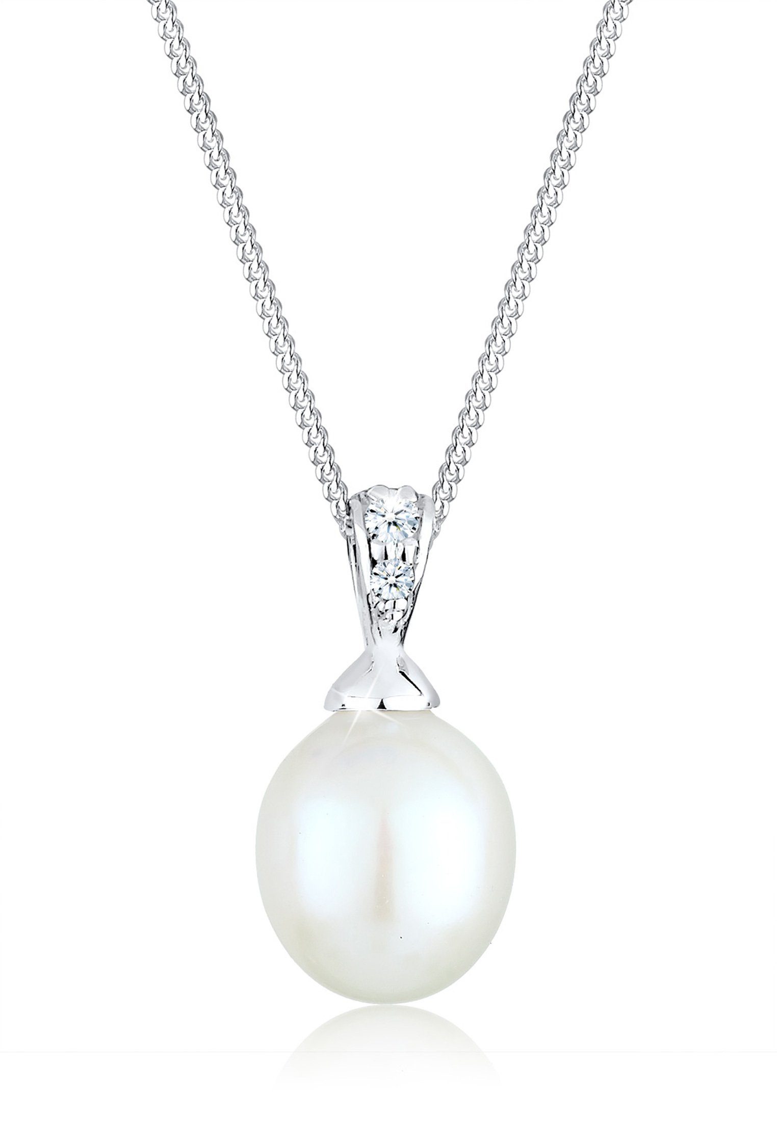 Elli DIAMONDS Kette mit Anhänger Diamant Weiß Brillantschliff (0.04 ct) 925 Sterling Silber