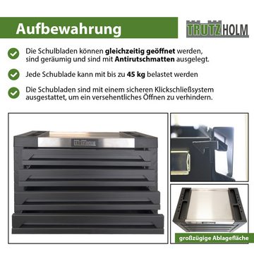 TRUTZHOLM Werkstattwagen Werkzeugkiste 4 Schubladen ca. 68 x 46 cm leer schwarz Aufsatz Werkzeu, Vollauszug