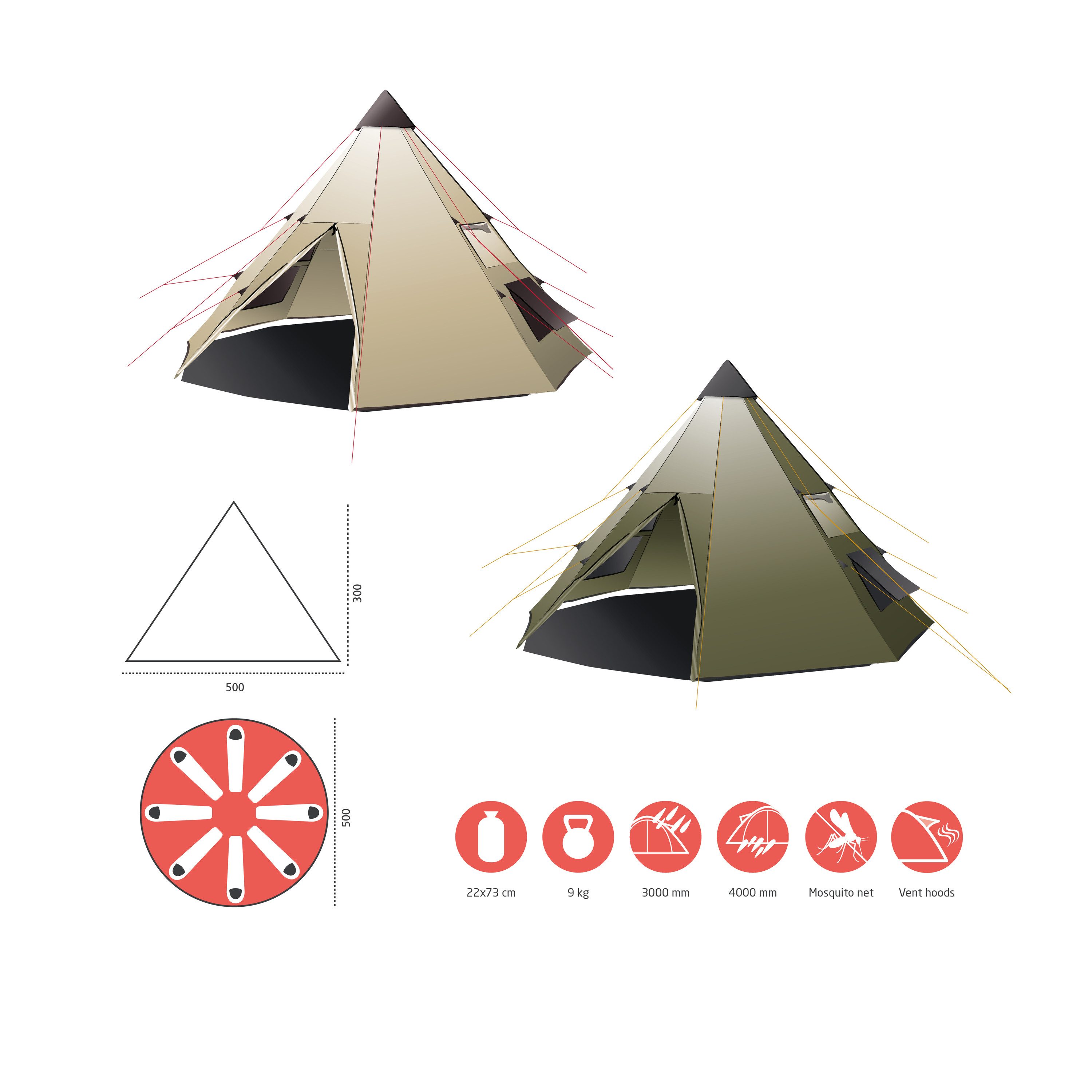 GRAND CANYON Tipi-Zelt BLACK FALLS 8, Personen: 8 (1 tlg)