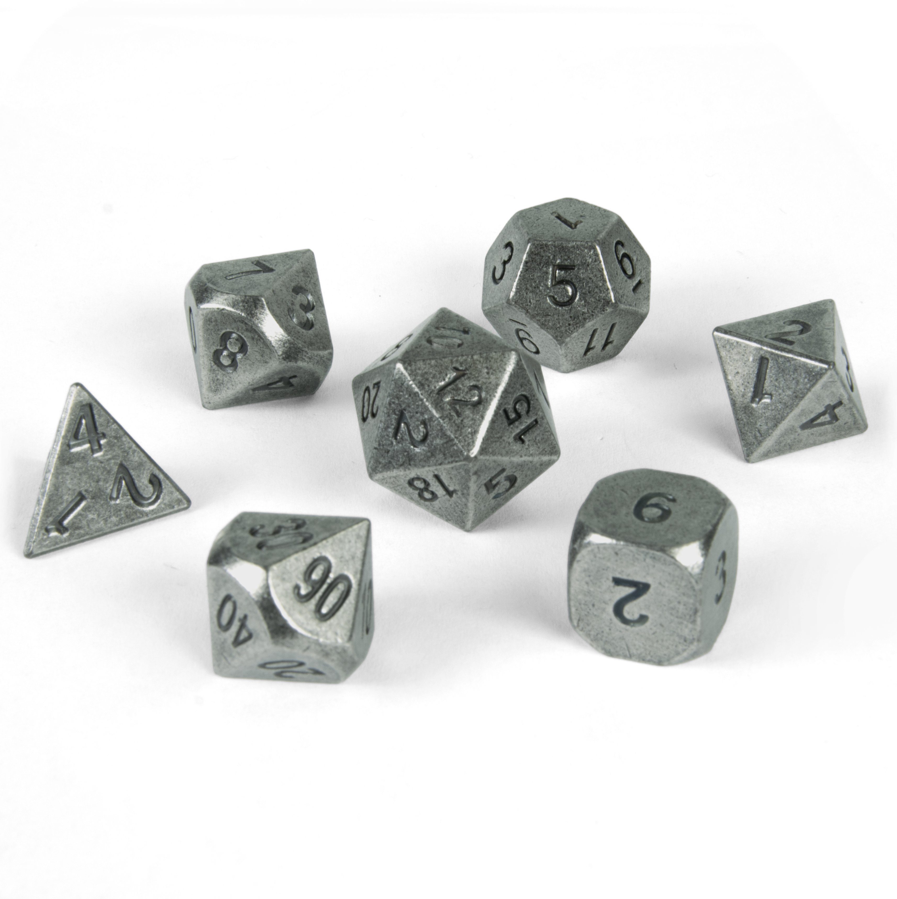 SHIBBY Игрыsammlung Pen & Paper Polyedrische DND Würfel 7-teilig aus Metall - Used Look