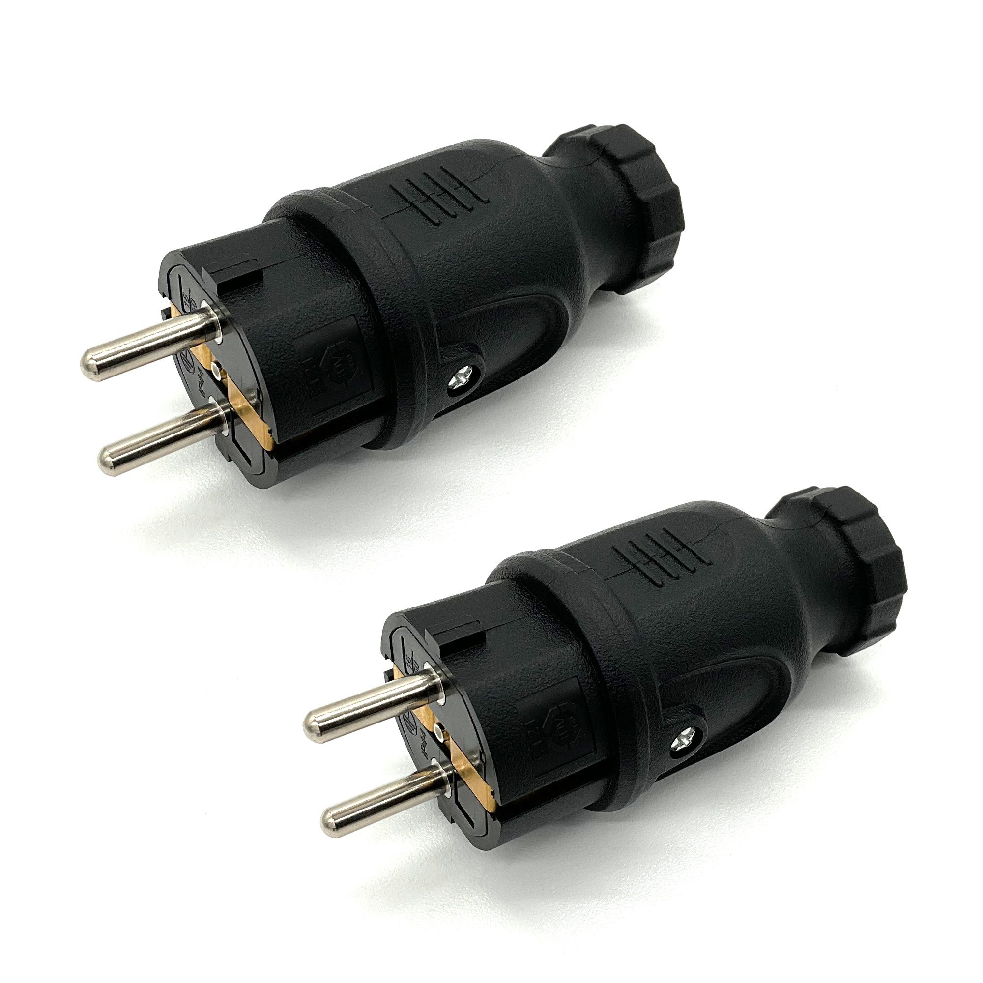 ARLI 2x Schutzkontaktstecker spritzwassergeschützt Schuko Netzstecker Stromadapter, IP44 Schutzkontakt Stecker Stromkabel Verlängerung