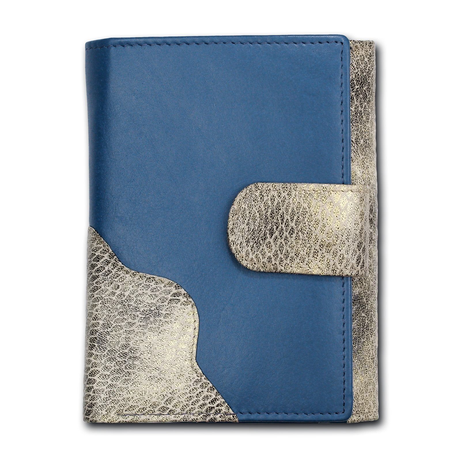 DrachenLeder Geldbörse DrachenLeder Börse Brieftasche blau (Portemonnaie, Portemonnaie), Damen, Jugend Portemonnaie Echtleder Größe ca. 10cm, blau, grau, Schla