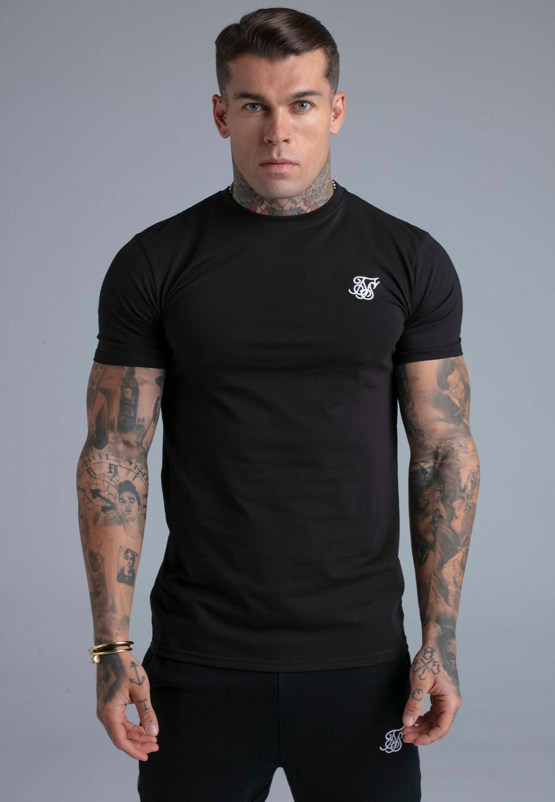 Siksilk T-Shirt SikSilk Herren Schwarzes Essentials T-Shirt