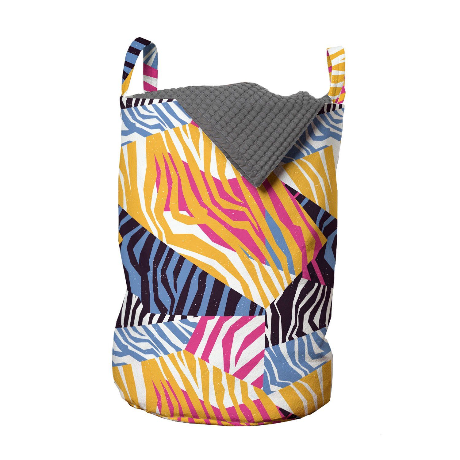 Abakuhaus Wäschesäckchen Wäschekorb mit Griffen Kordelzugverschluss für Waschsalons, Safari Wilder Bunter Zebra-Streifen | Wäschesäcke