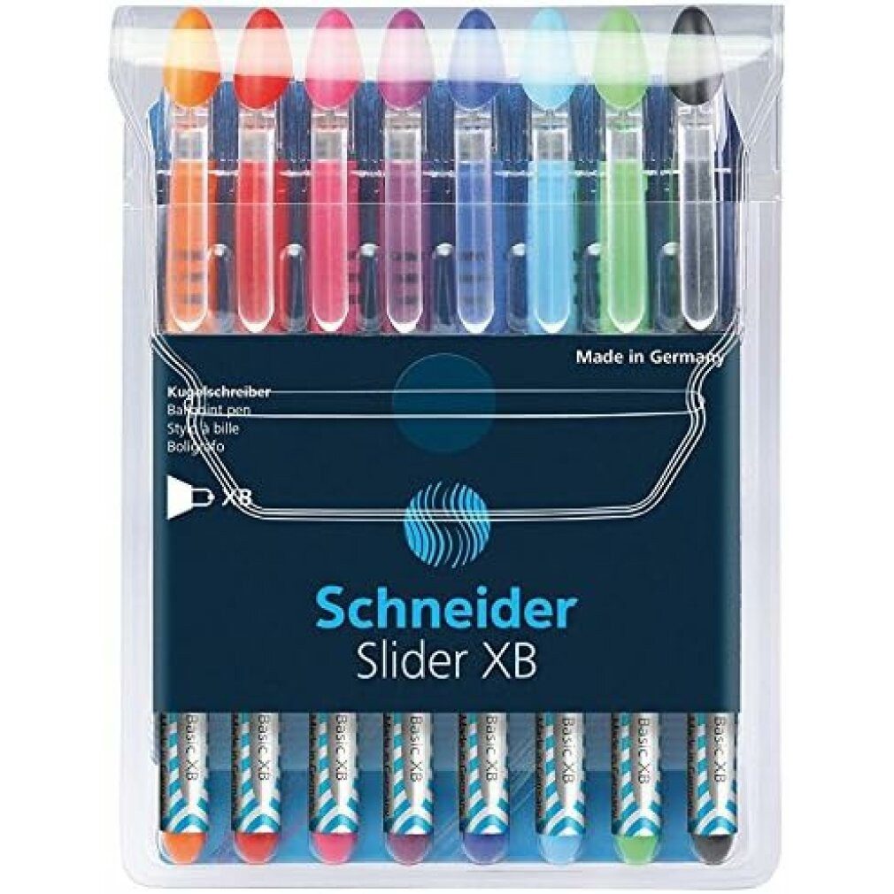 Schneider Permanentmarker Kugelschreiber 8 Kugelschreiber Slider Basic farbsortiert Schreibfarbe farbsortiert