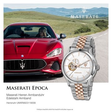 MASERATI Quarzuhr Maserati Herrenuhr EPOCA Edelstahl, Herren, Damenuhr rund, groß (ca. 42mm) Edelstahlarmband, Made-In Italy