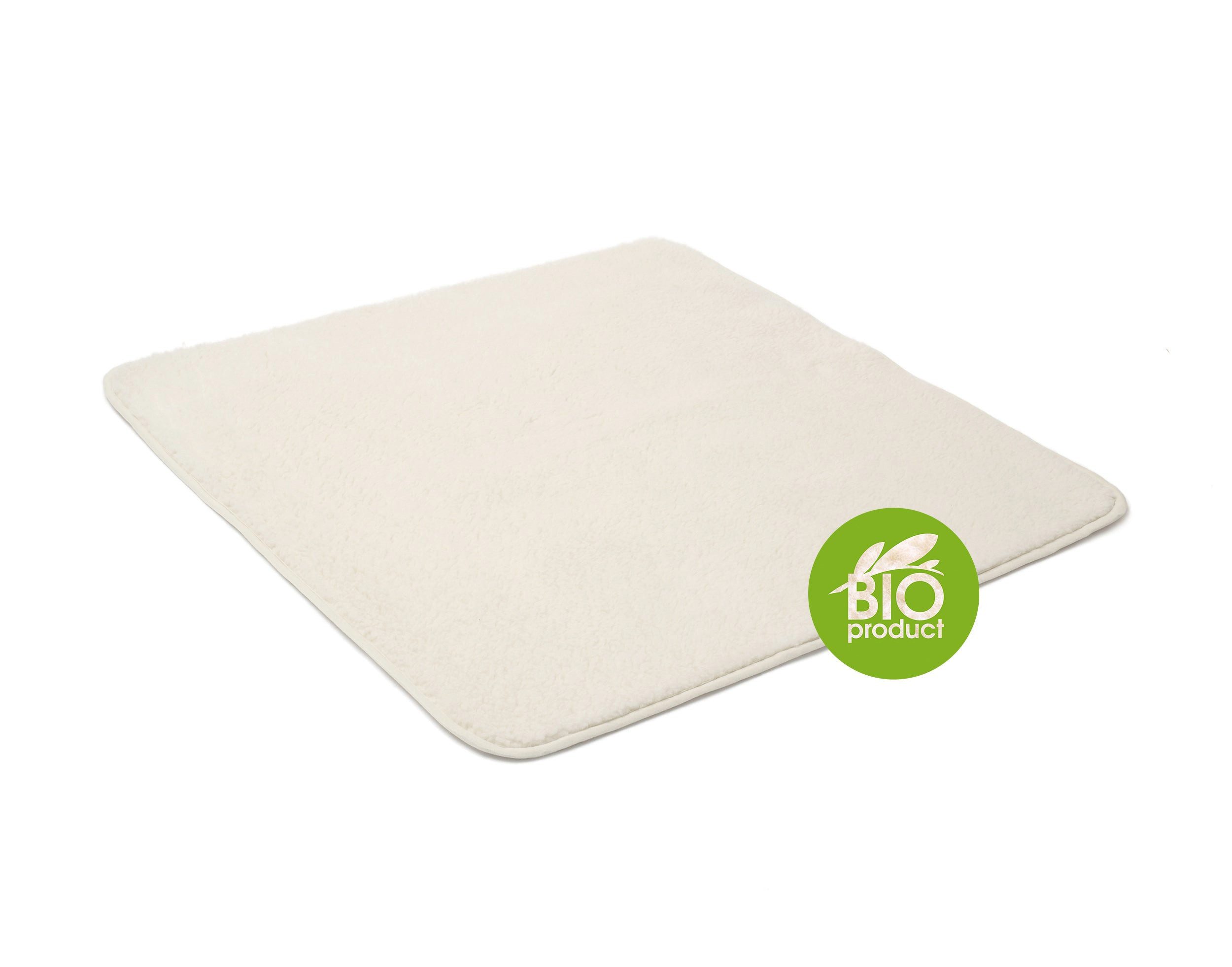 Yogistar Meditationskissen Bio Futon/Meditationsunterlage umsäumt - 75 cm x 75 cm, Reine, weiche Bio-Schurwollunterlage, umsäumt.