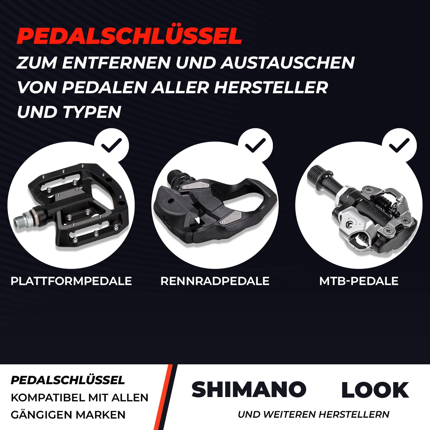Optio Cylce Kurbelabzieher Optio Cycle Pedalschlüssel 15 mm - Fahrrad Werkzeug Extra Lang – Bild 4 von 5