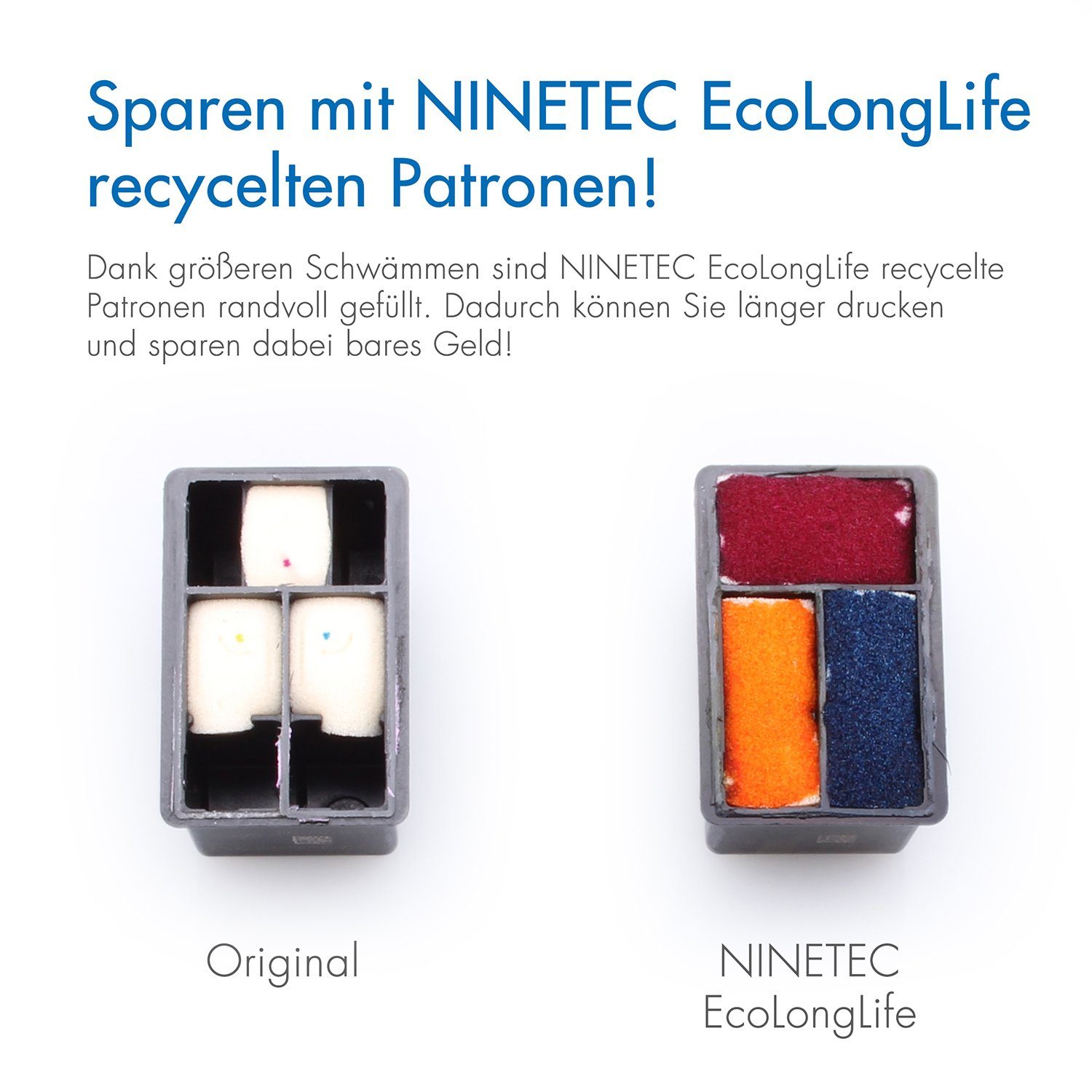 über Inhalt! Tintenpatrone Color 305XL ersetzt XXL Set 350% XL 2er HP 305 mehr EcoLonglife NINETEC