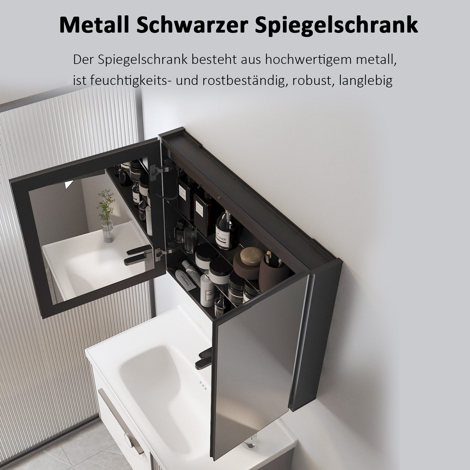 WDWRITTI Spiegelschrank Badezimmer Schrank LED Spiegelschrank Kalt/Neutral/ günstig online kaufen