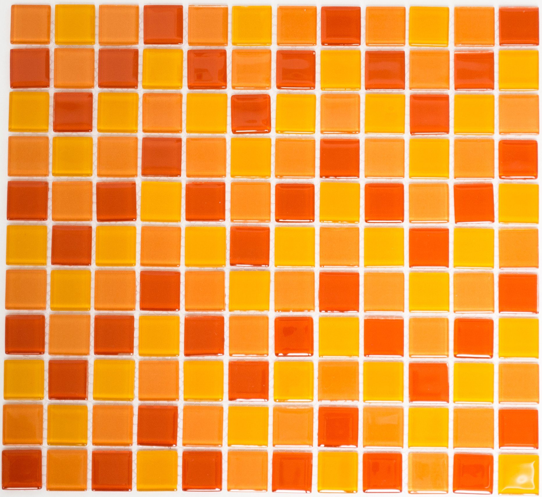 Mosani Mosaikfliesen Glasmosaik gelb / 10 rot Mosaik Crystal Matten orange glänzend