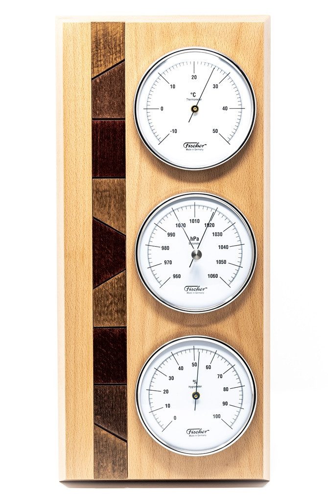 Fischer Fischer 9171 Wetterstation Echtholz-Gehäuse Made in Germany Innenwetterstation