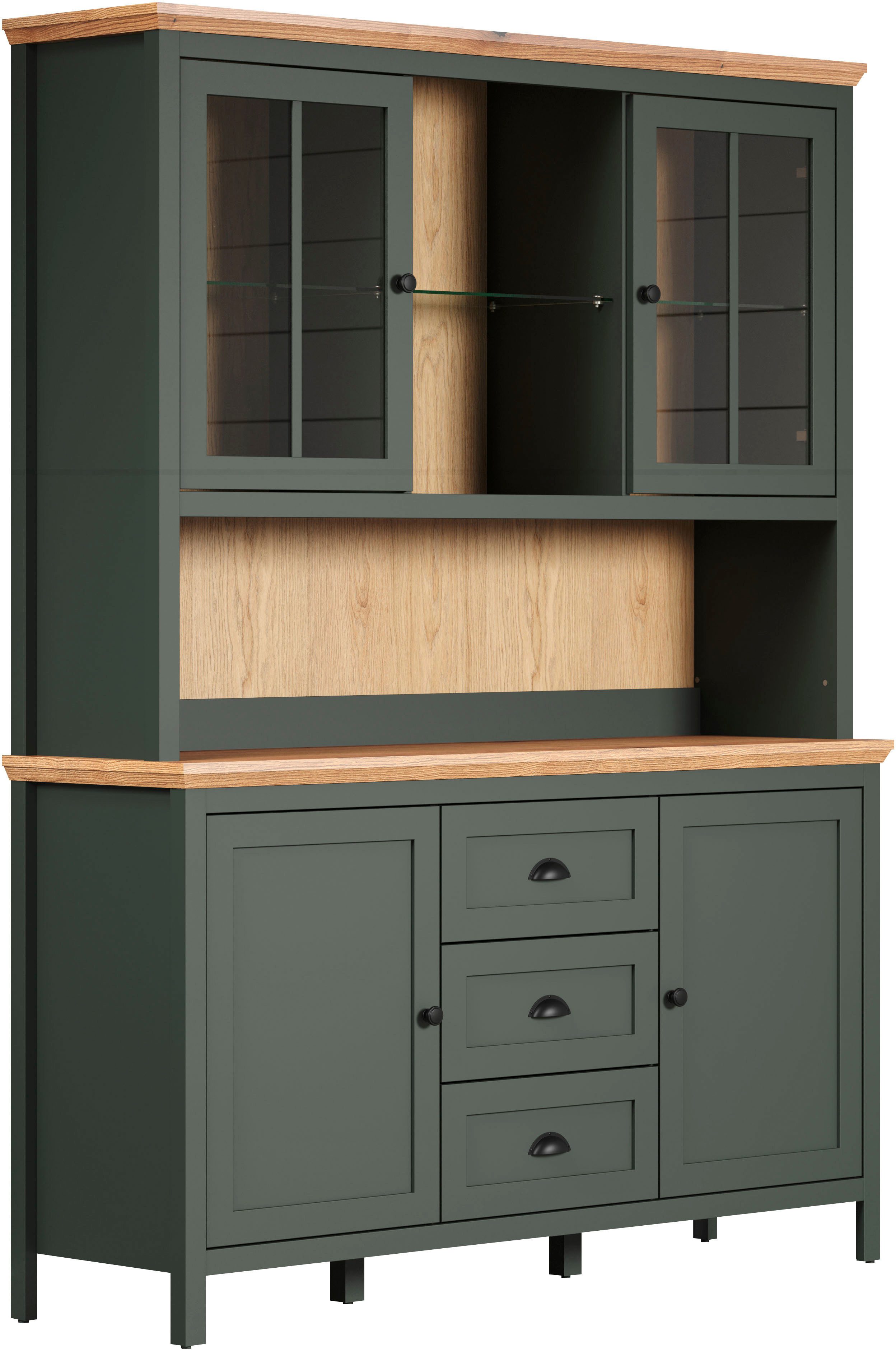 Home affaire Buffet Vienna (Set, 2-St) Küchenbuffet im Landhausstil, inkl. Beleuchtung - (B/T/H) 146/39/112cm