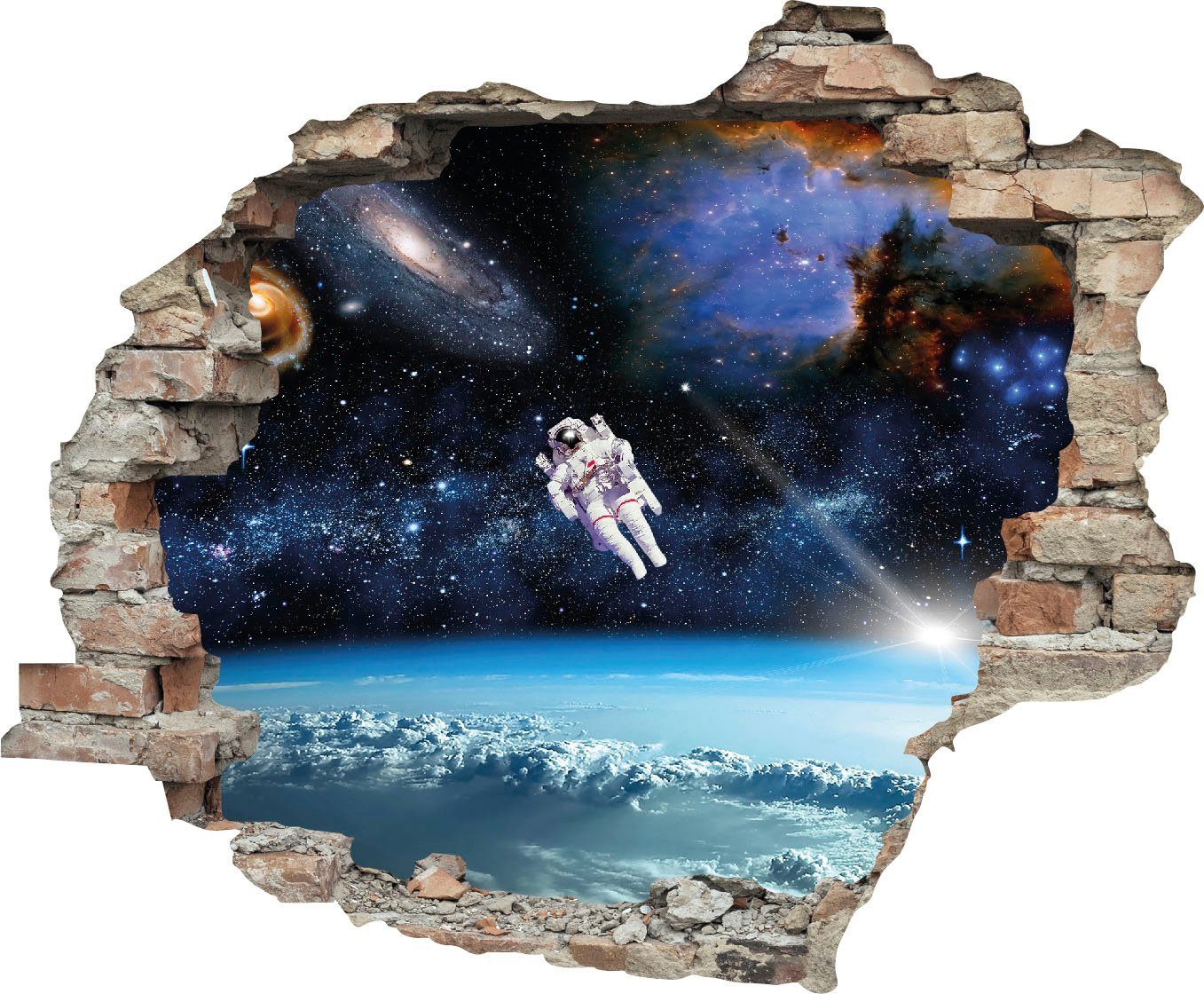 queence Wandtattoo Astronaut (1 St), Wandsticker, Wandbild, selbstklebend, 3D, Wanddurchbruch