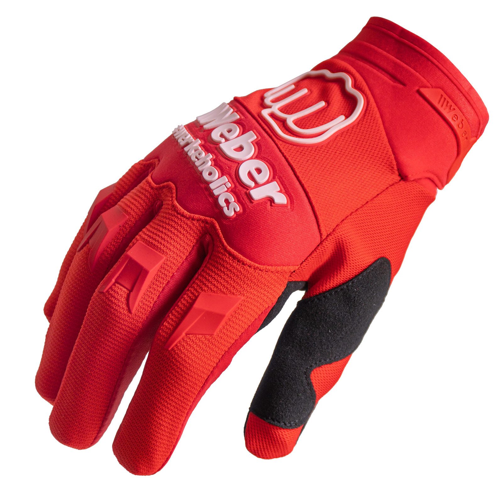 Weber GmbH Motorradhandschuhe Weber #Werkeholics Перчатки rot / weiß mit hervorragendem Grip, Fingerknöchelprotektoren
