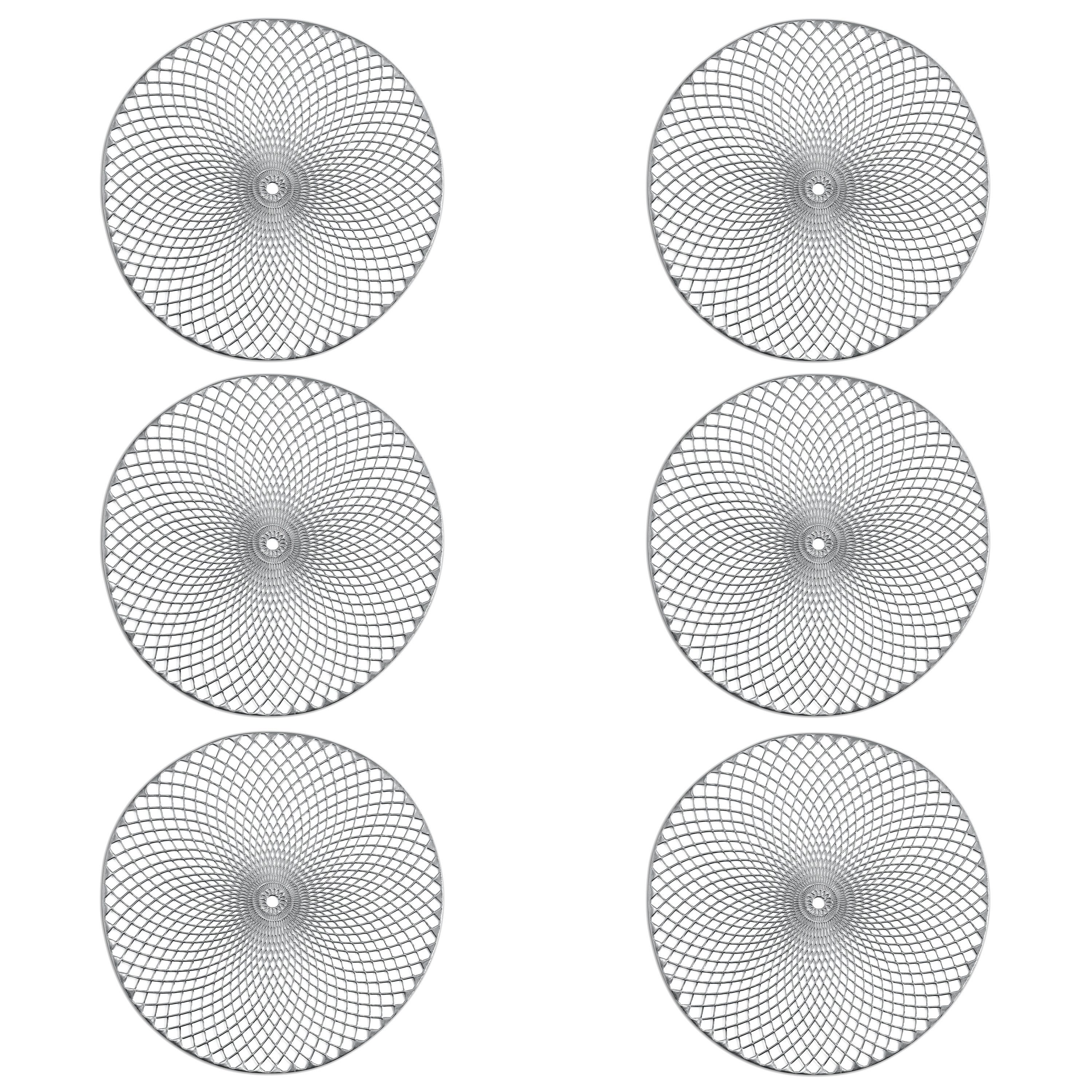 Basera® Platzset 6er-Platzset Ornament Kunststoff rund, (6-St), silber, Ø 36,5 cm