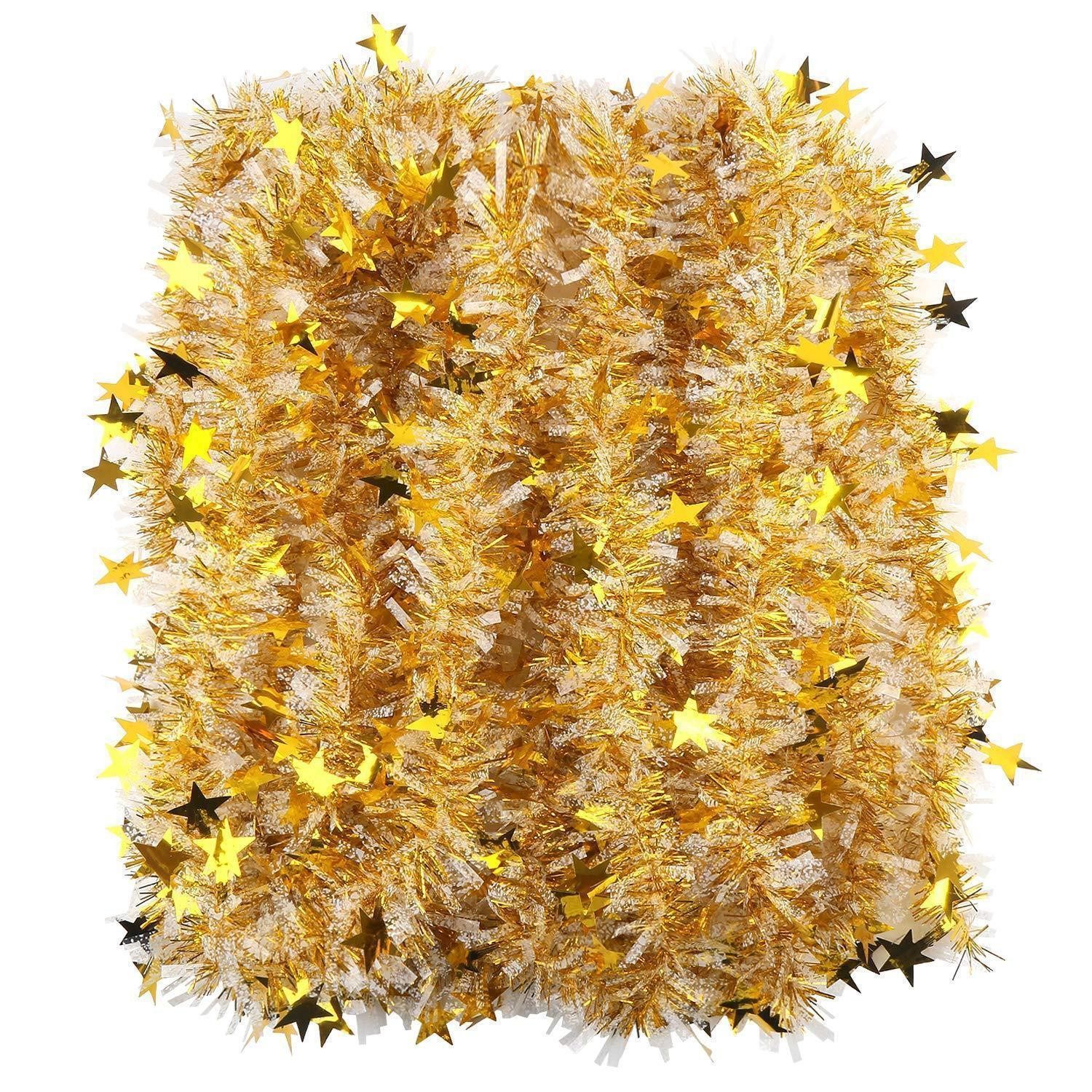 LuxusKollektion Girlanden Lametta-Girlande Gold/Weiss 10m x 9cm