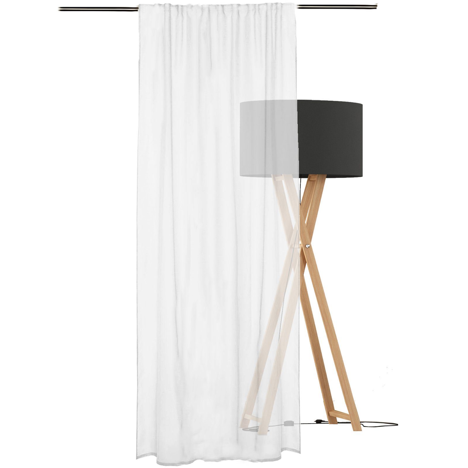 Vorhang Vorhang JEMIDI Schlaufenschal Polyester 140x245cm transparent weiß, - 100% 