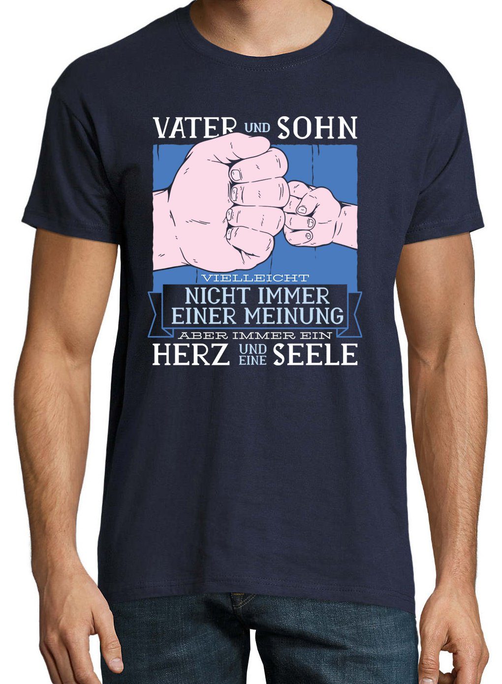 Youth Designz T-Shirt trendigem Seele Vater Herz Herren & Shirt mit Sohn & Frontprint Navyblau 