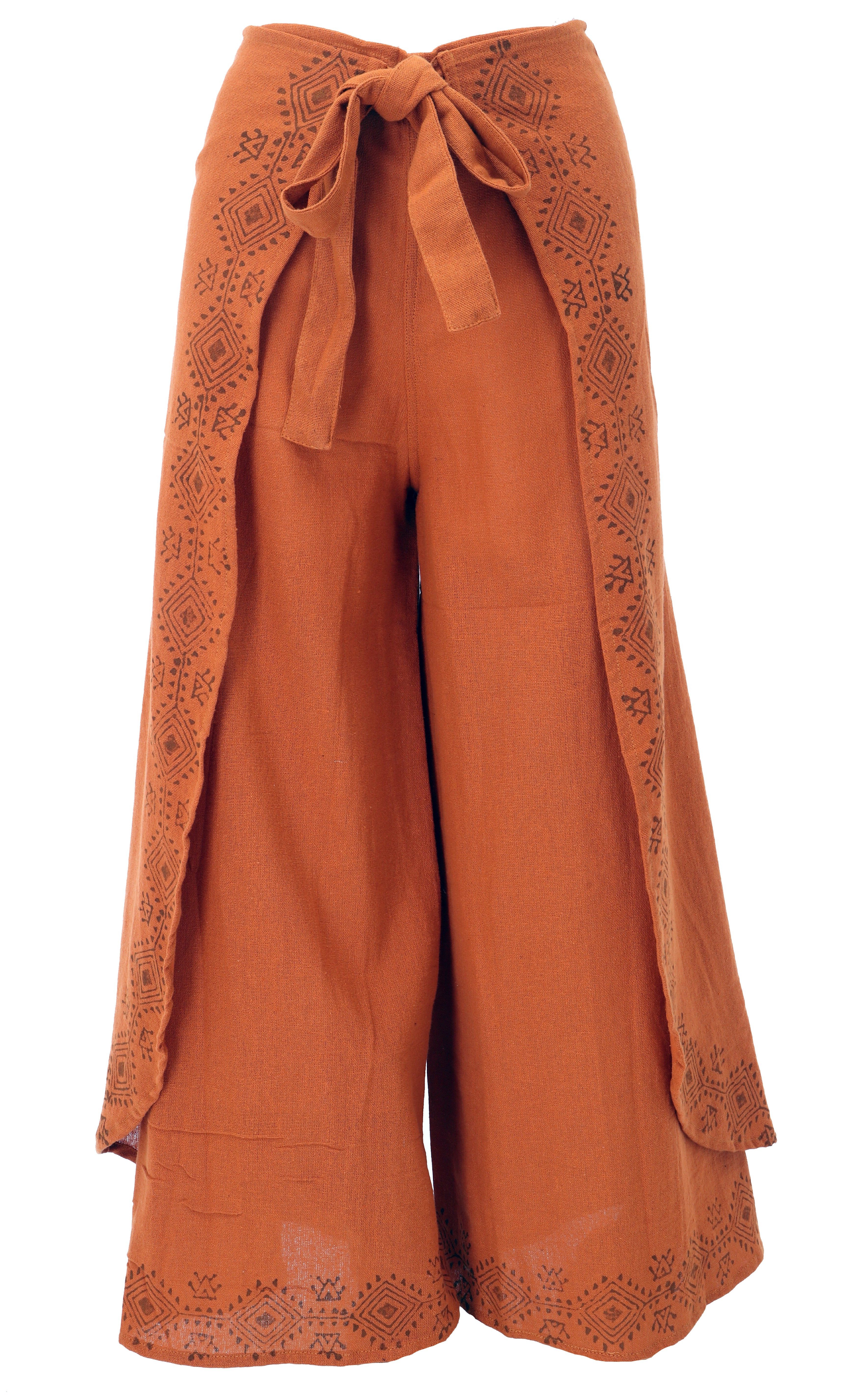 Guru-Shop Relaxhose Palazzohose, langer Boho Hosenrock, Wickelhose,.. alternative Bekleidung