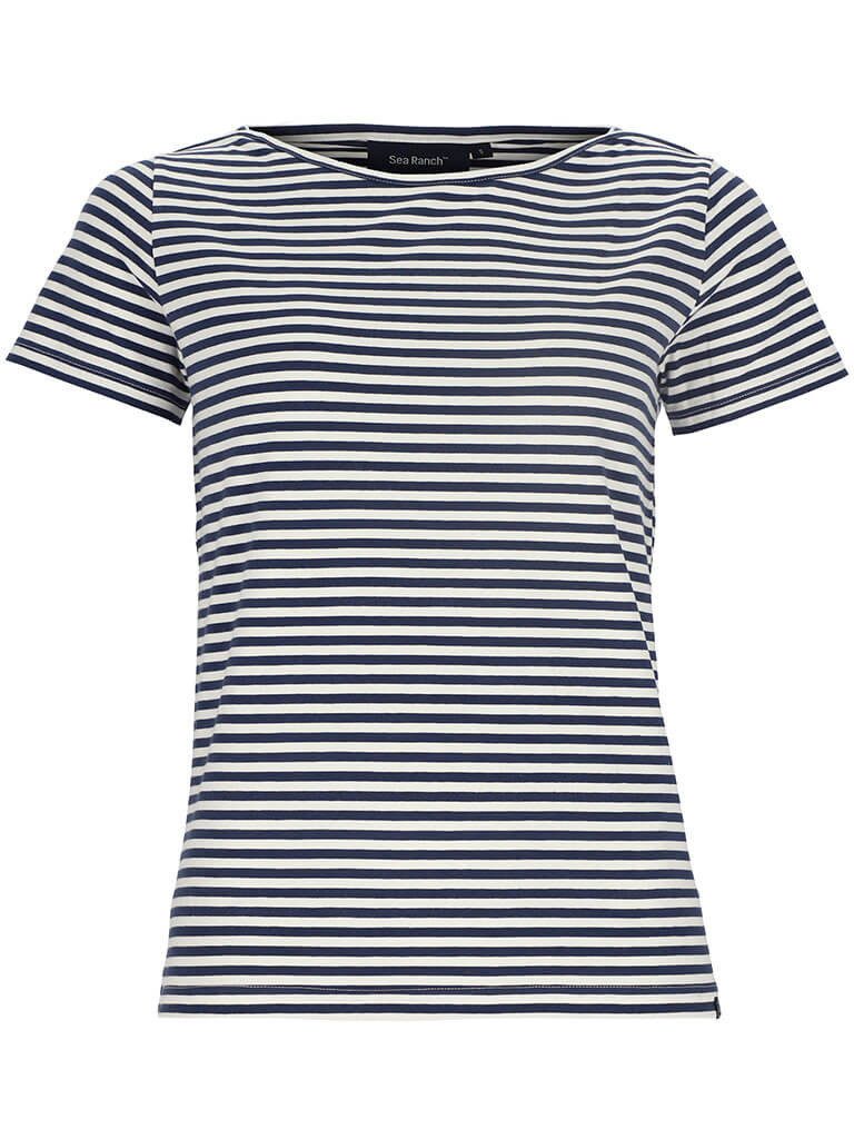 Sea Ranch T-Shirt Teresa Damen Kurzarm-Shirt Teresa mit Streifen und U-Boot-Ausschnitt