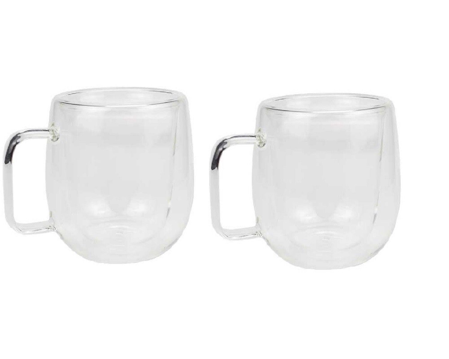 Gläser-Set 2er Set Doppelwandiges Thermoglas mit Henkel Doppelwand transparent
