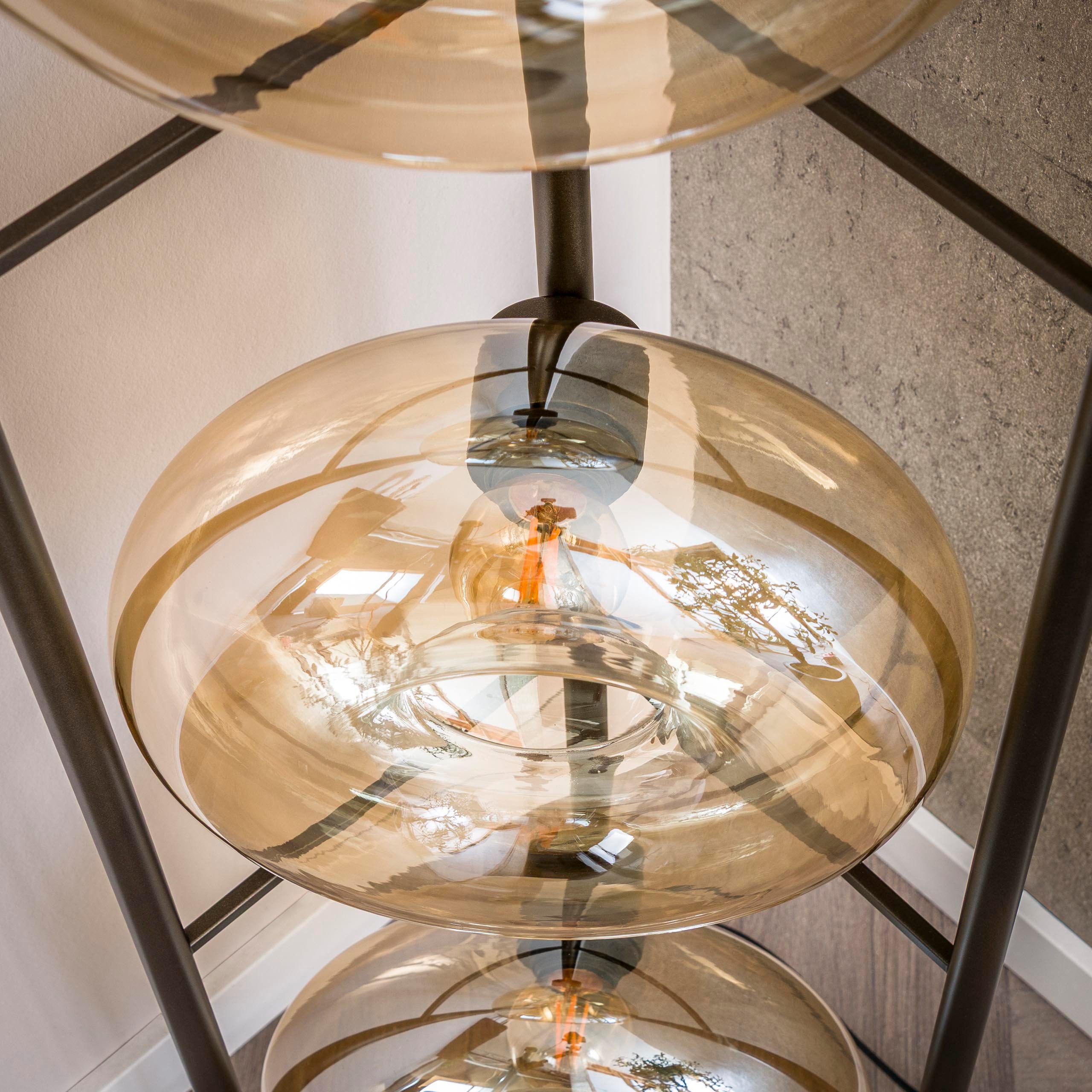 leven! Annekathrin Storkebaum Stehlampe Stehleuchte SOUL mit 4 Glaskuppeln bernsteinfarben - warmes Licht, warmweiss, Höhe 168 cm