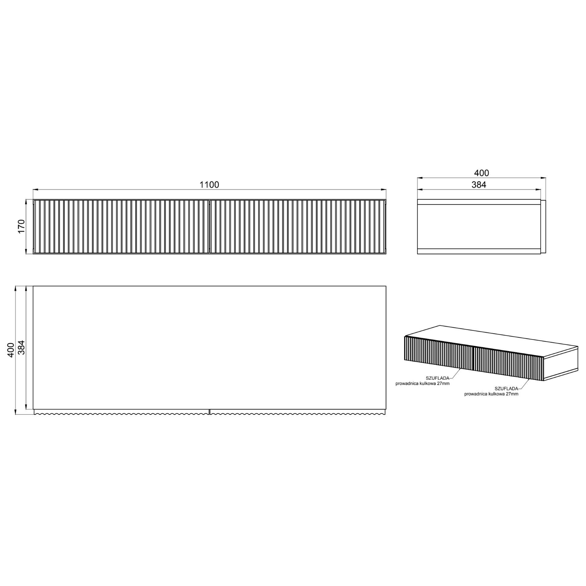 Selsey Schminktisch NOLIE, mit 2 Schubladen, Holznachbildung,110 cm