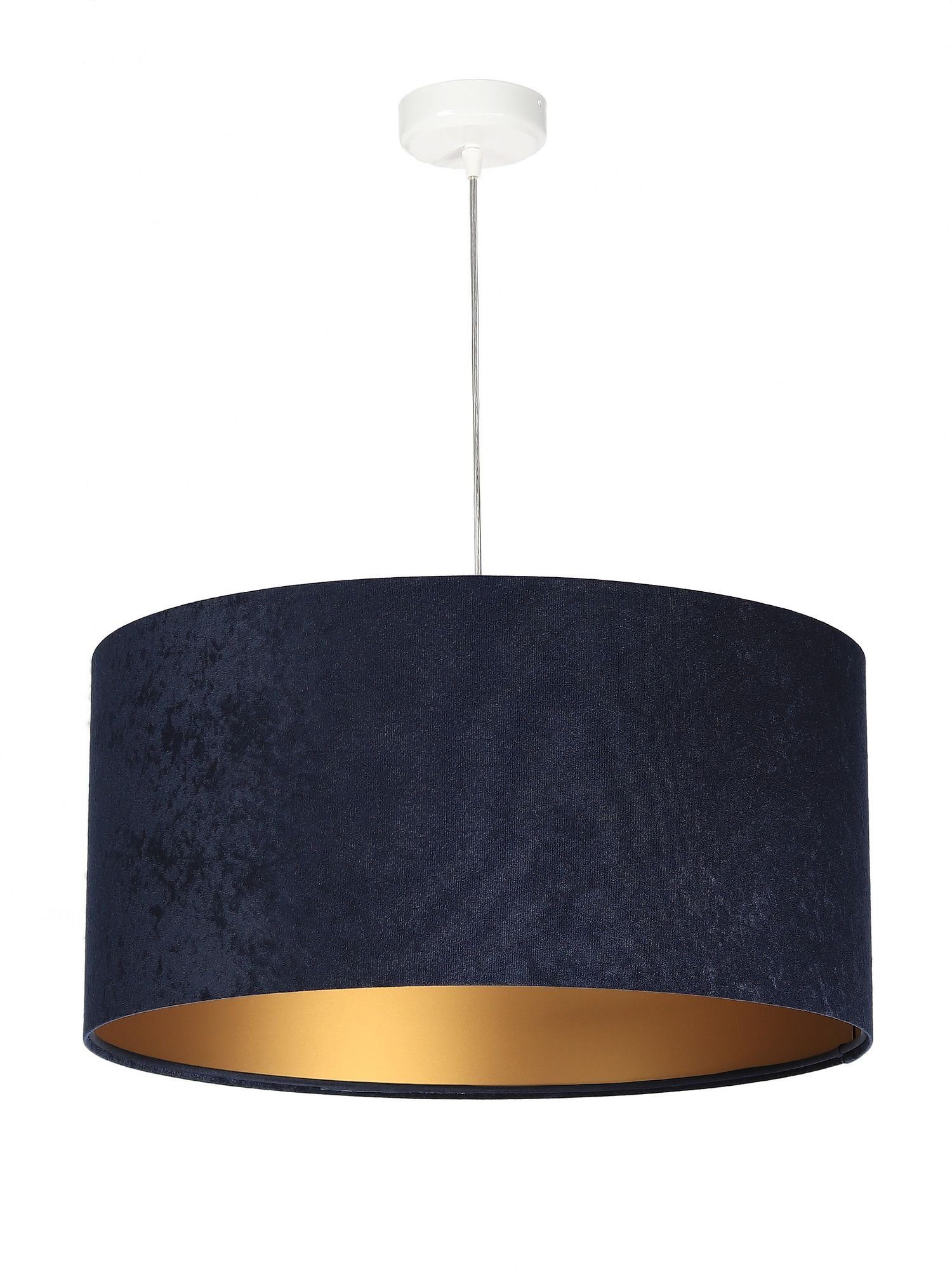 Licht-Erlebnisse Pendelleuchte AIMEE, ohne Leuchtmittel, Pendelleuchte retro Stoff Blau Gold E27 Esstisch Lampe