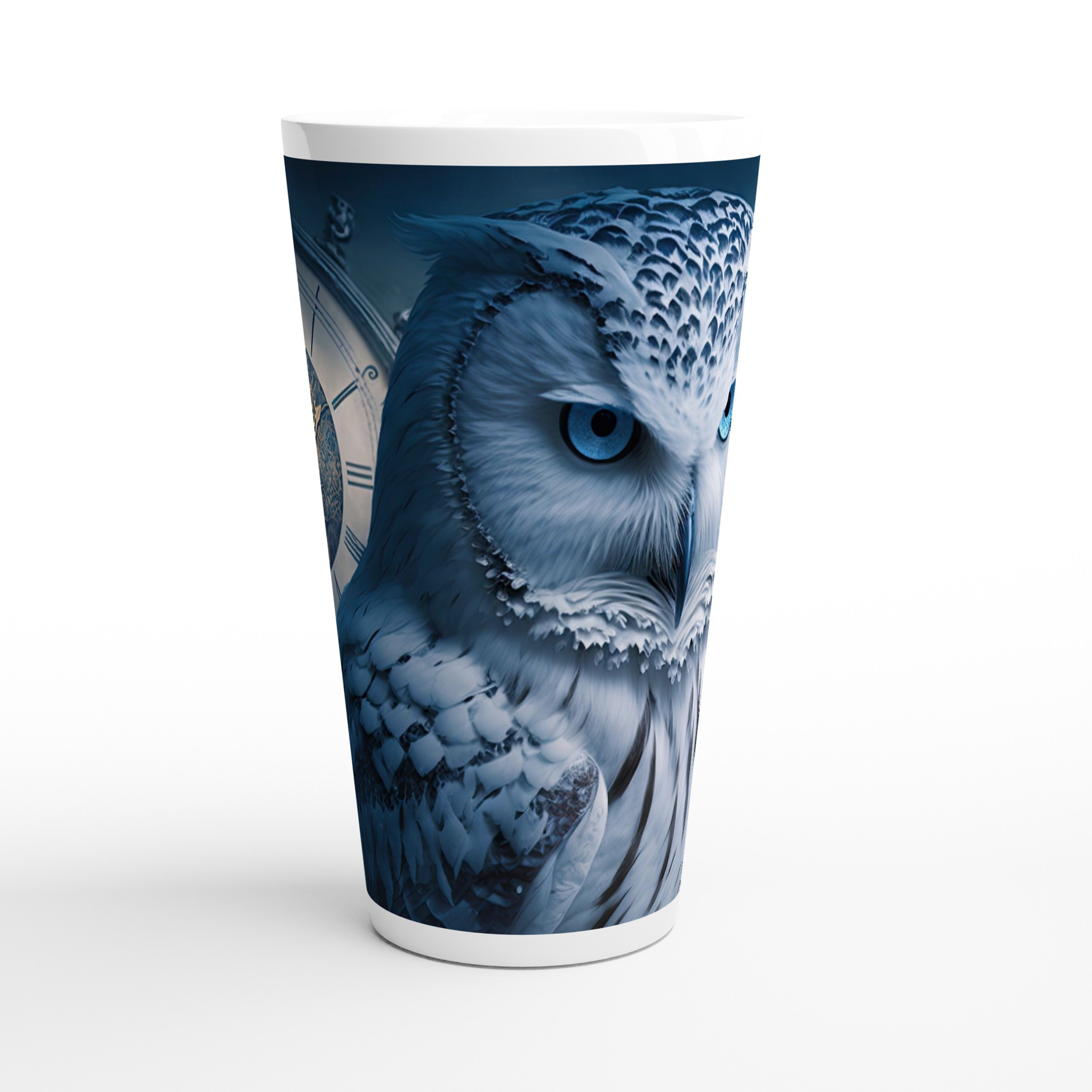 Alltagszauber Latte-Macchiato-Tasse - Jumbo-Becher SCHNEEEULE, Keramik, extra groß, für ca. 500ml Inhalt