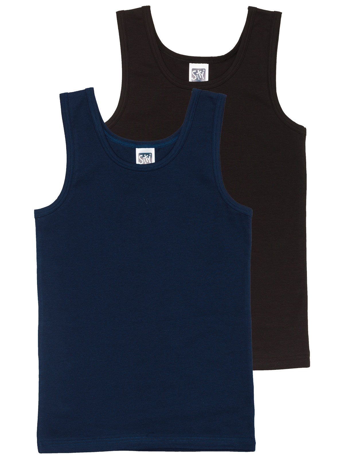 (Spar-Set, Markenqualität navy Kids Sportshirt for Unterhemd Sparpack schwarz Jersey 2-St) 2er hohe Knaben Single Sweety