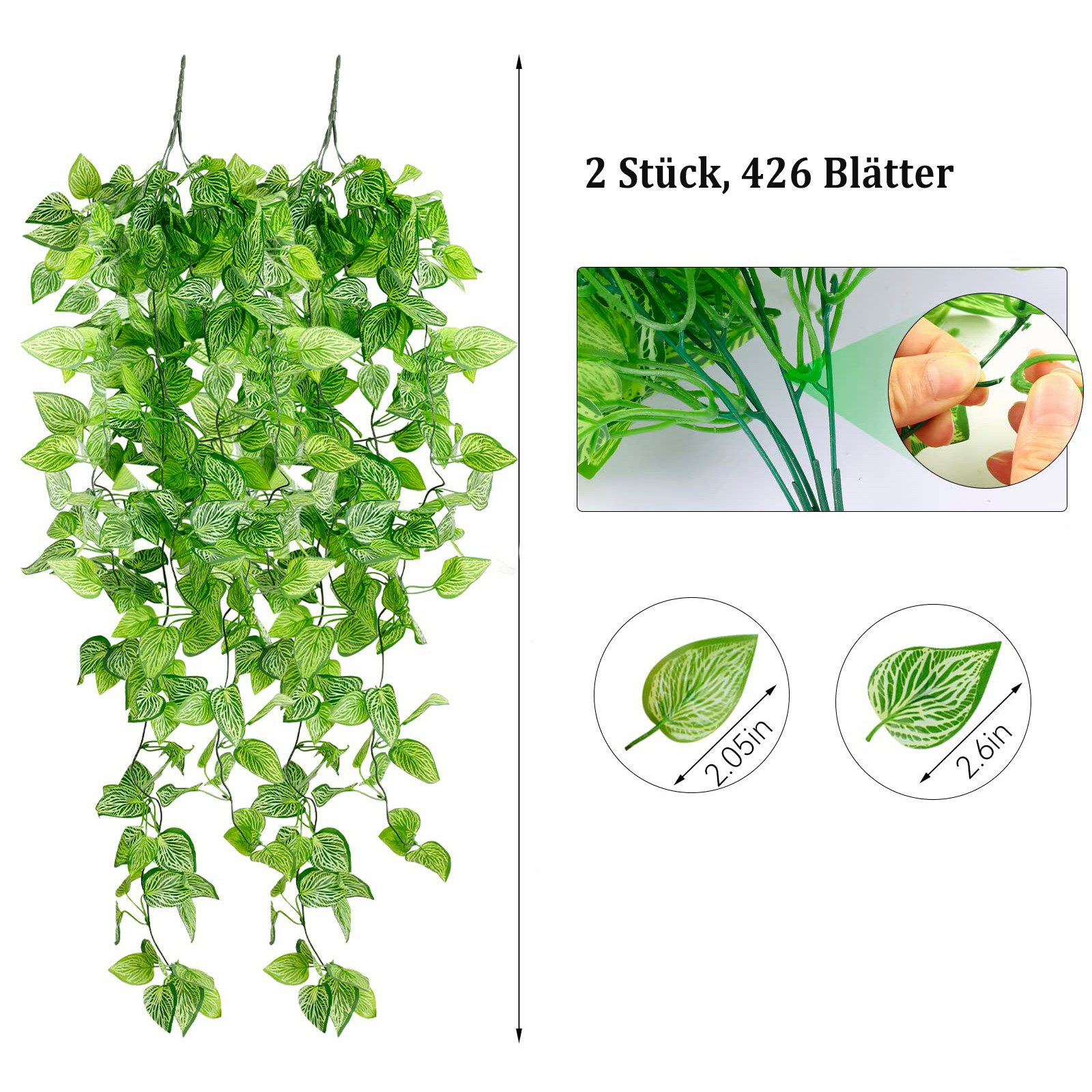 Kunstranke UV-beständige künstliche Kletterpflanze, künstliche Efeuranke, C günstig online kaufen