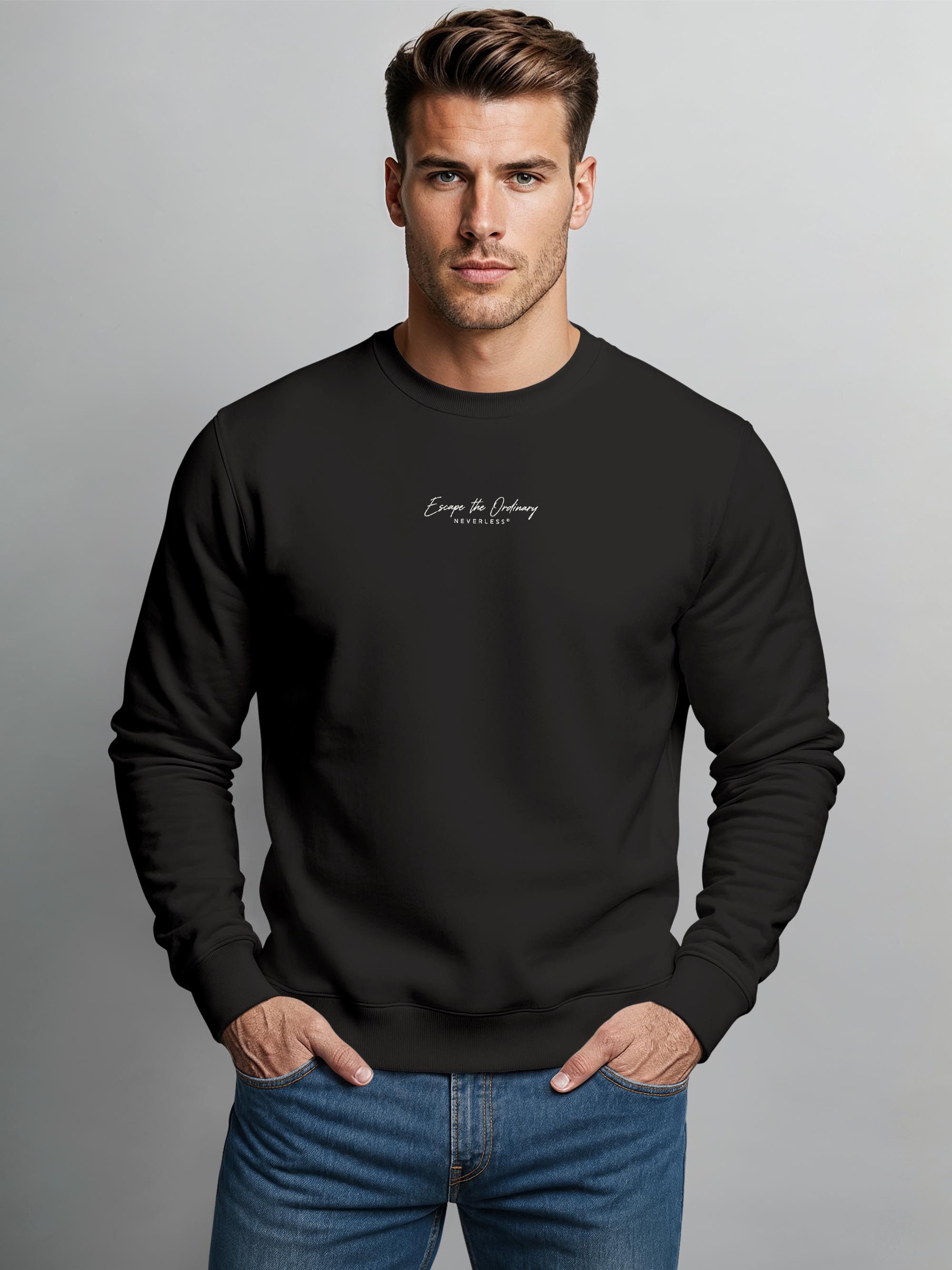 Neverless Sweatshirt Herren Sweatshirt mit Rückenprint - Escape the Ordinary - Regular Fit – Bild 3 von 5