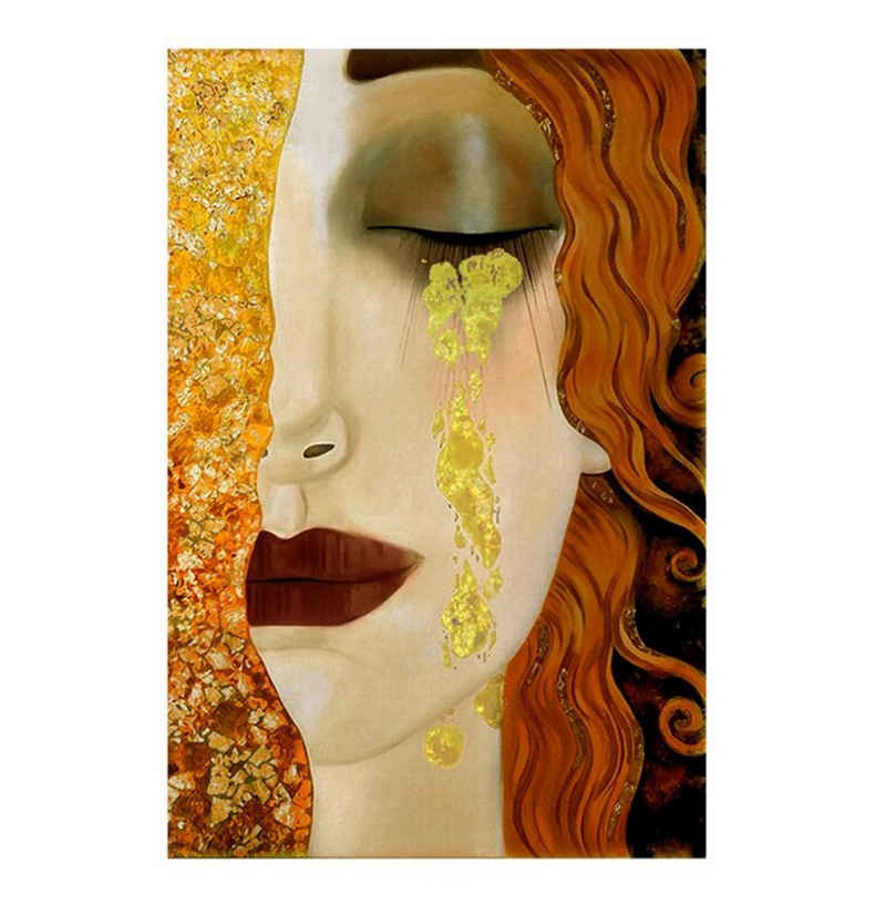TPFLiving Kunstdruck (OHNE RAHMEN) Poster - Leinwand - Wandbild, Gustav Klimt - Goldene Tränen - (Motiv in verschiedenen Größen), Farben: Beige, Gelb, Braun - Größe: 30x40cm